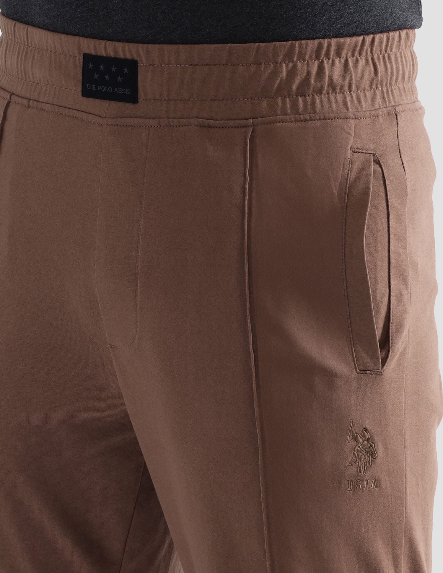 Solid Comfort Fit OJ006 Lounge Joggers - Pack Of 1 Beige - U.S. POLO ASSN. | Large