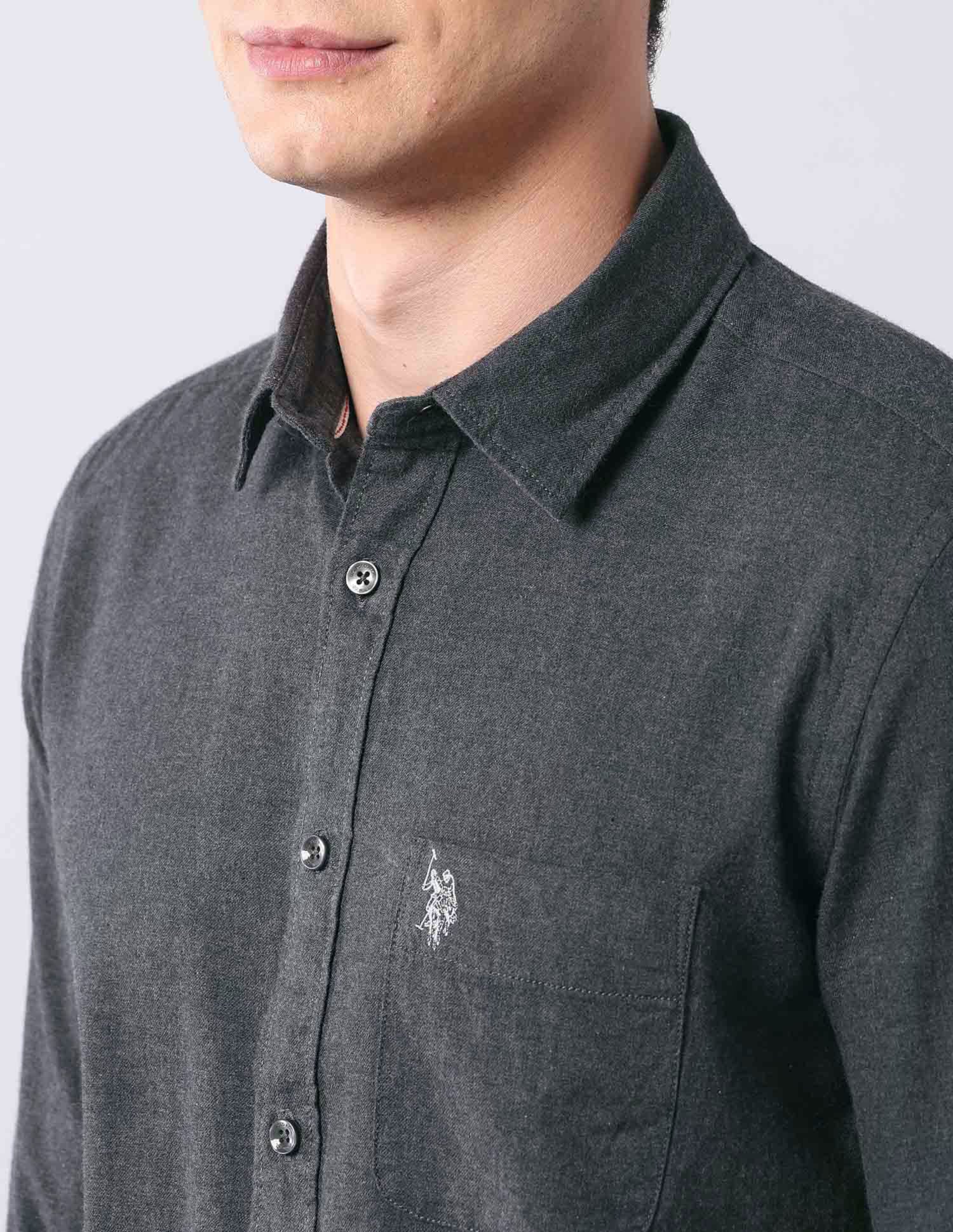 Regular Fit Pure Cotton Shirt Grey - U.S. Polo Assn. India | Large