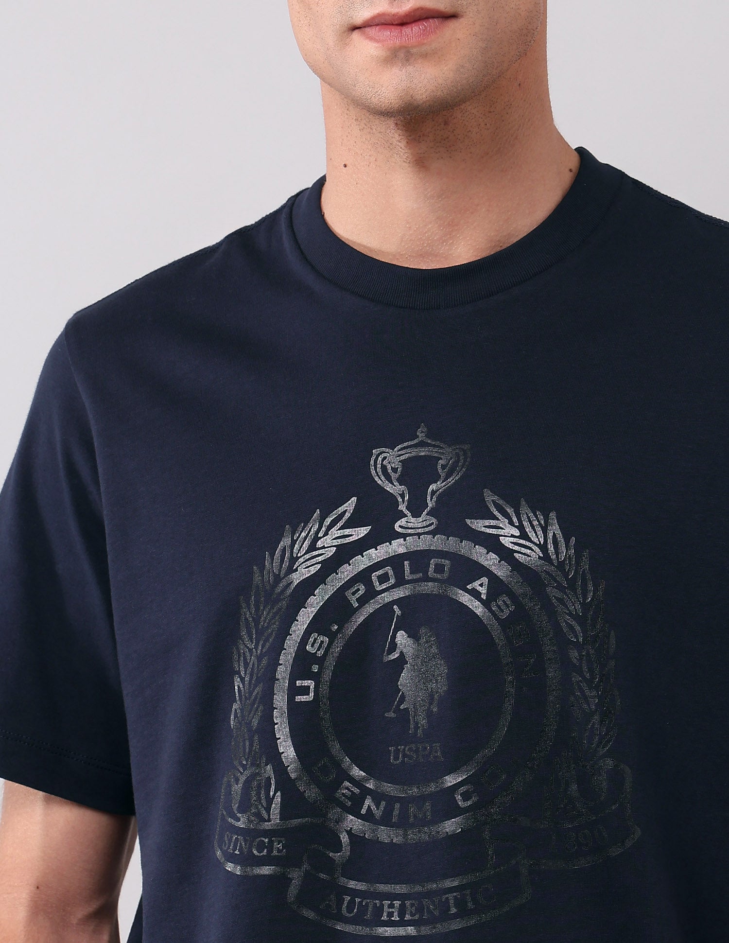 Brand Printed Muscle Fit T-Shirt Navy - U.S. Polo Assn. India | Large