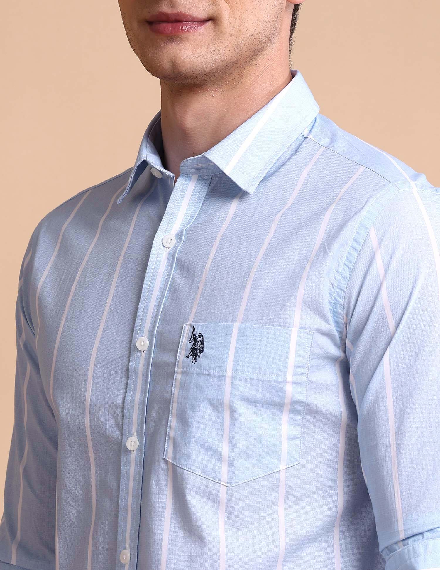 Vertical Striped Tailored Fit Shirt Blue - U.S. POLO ASSN. | Large