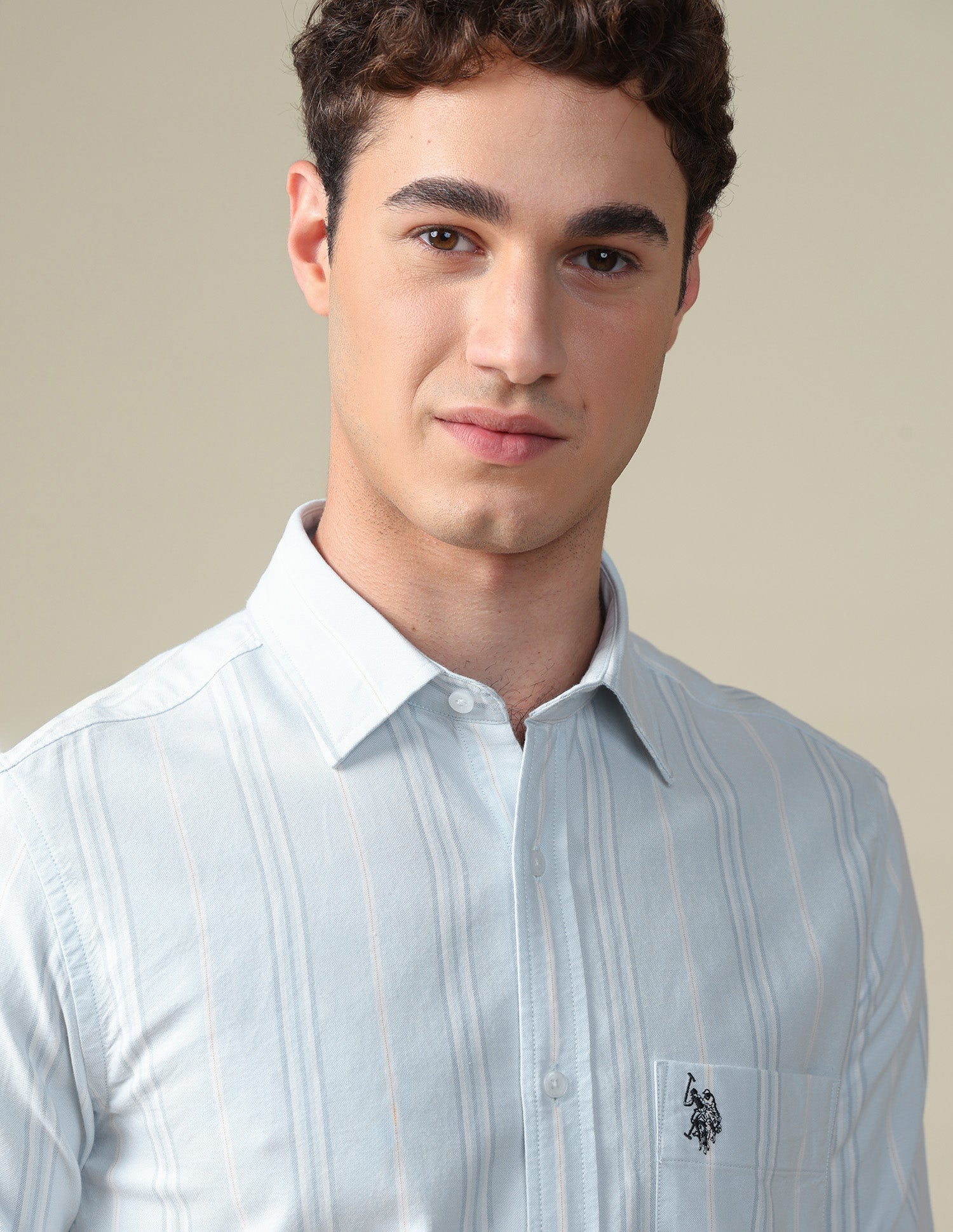 Vertical Striped Oxford Shirt Light Blue - U.S. Polo Assn. India | Large