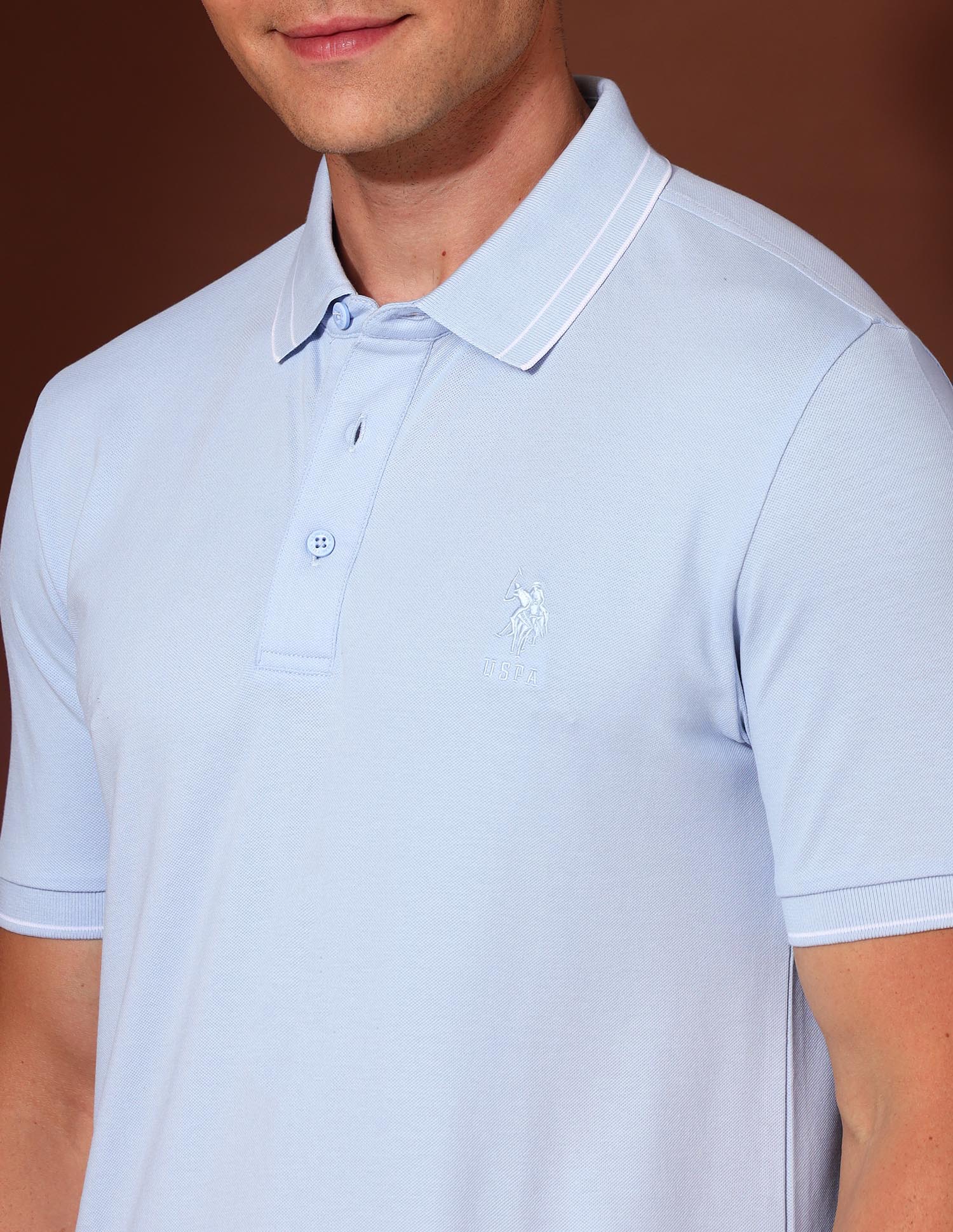 Solid Working Holiday Polo Shirt Light Blue - U.S. Polo Assn. India | Large