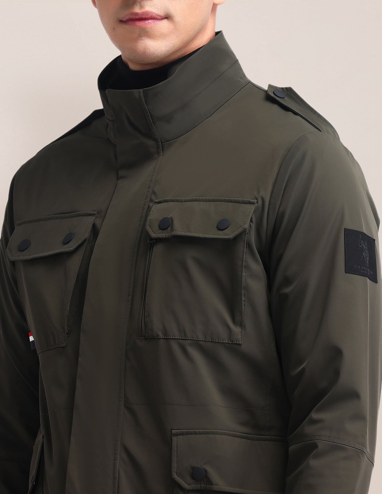 Regular Fit Solid Casual Jacket Olive - U.S. POLO ASSN. | Large