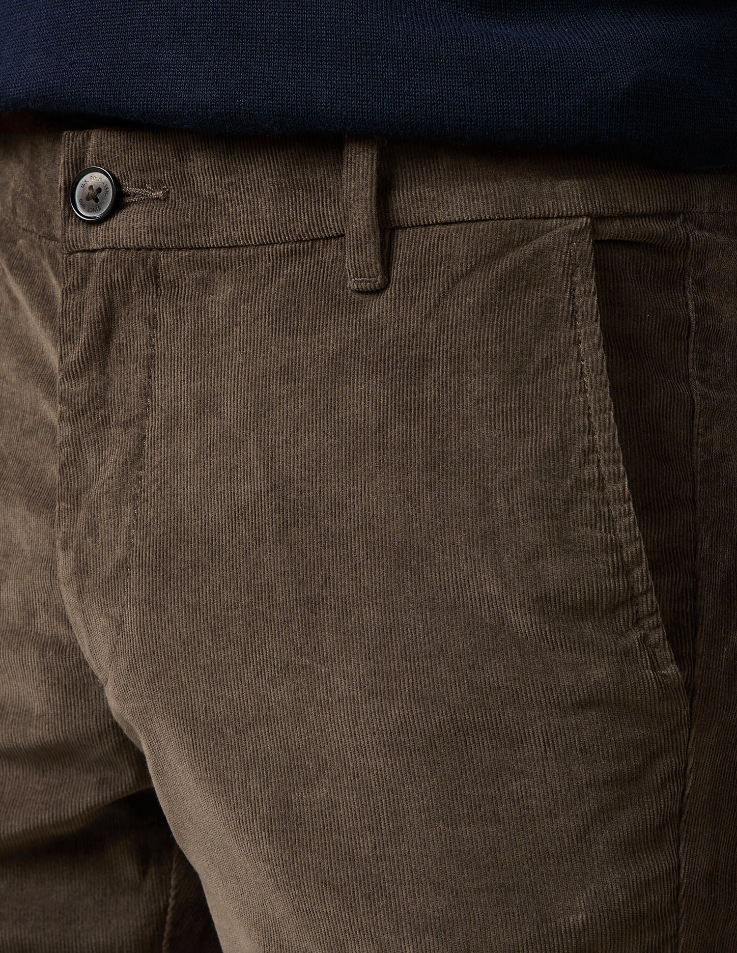 Denver Slim Fit Corduroy Trousers Dark Brown - U.S. Polo Assn. India | Large