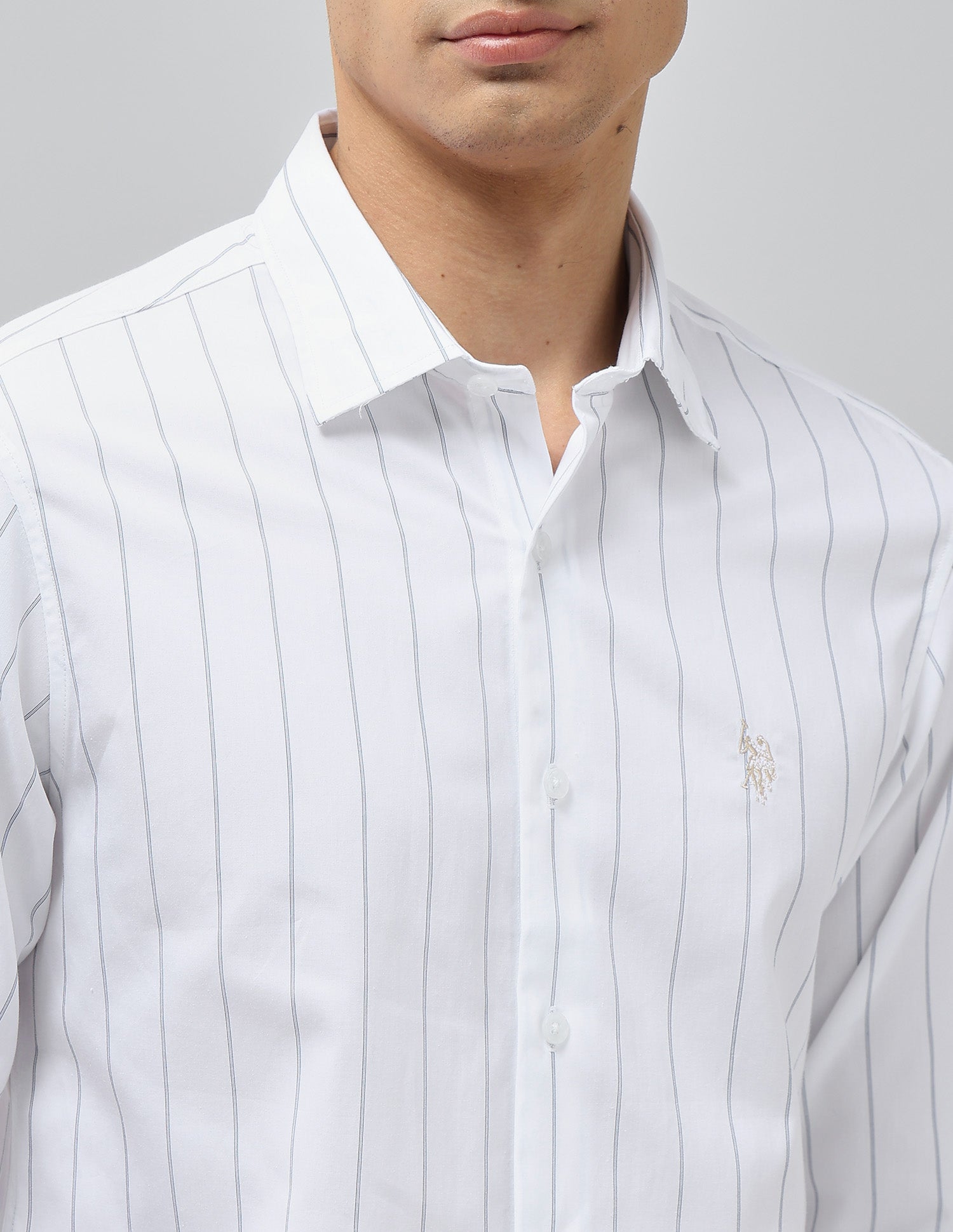 Vertical Striped Tailored Fit Shirt White - U.S. POLO ASSN. | Large