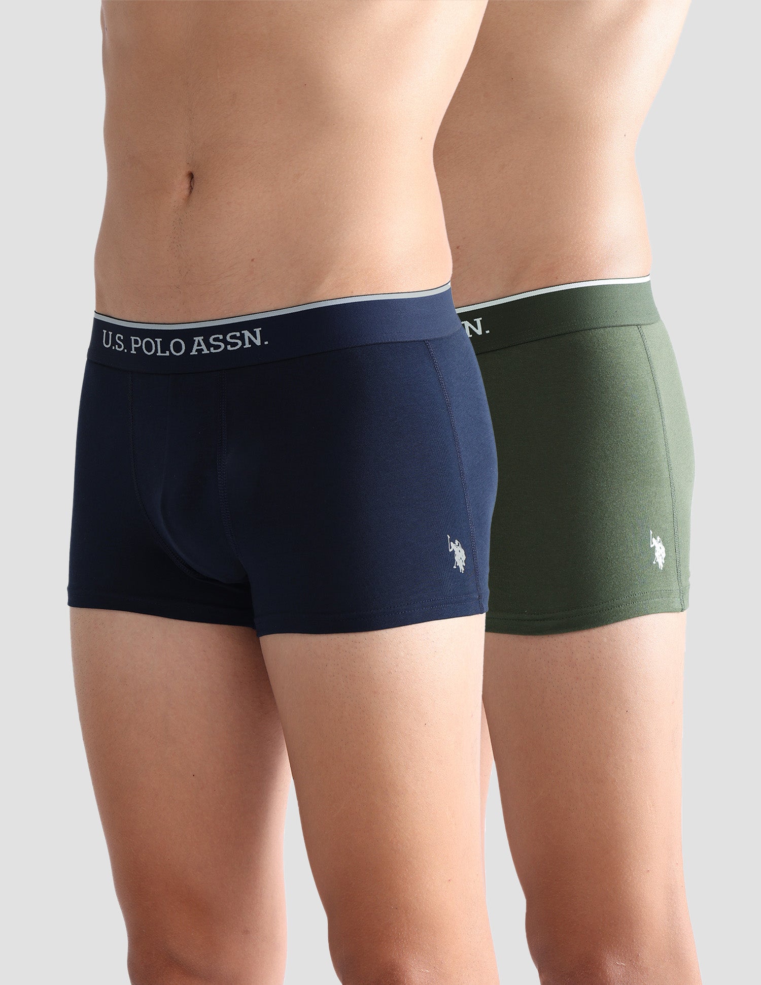 Antibacterial Solid ET004 Trunks - Pack Of 2 OliveandNavy - U.S. POLO ASSN. | Large