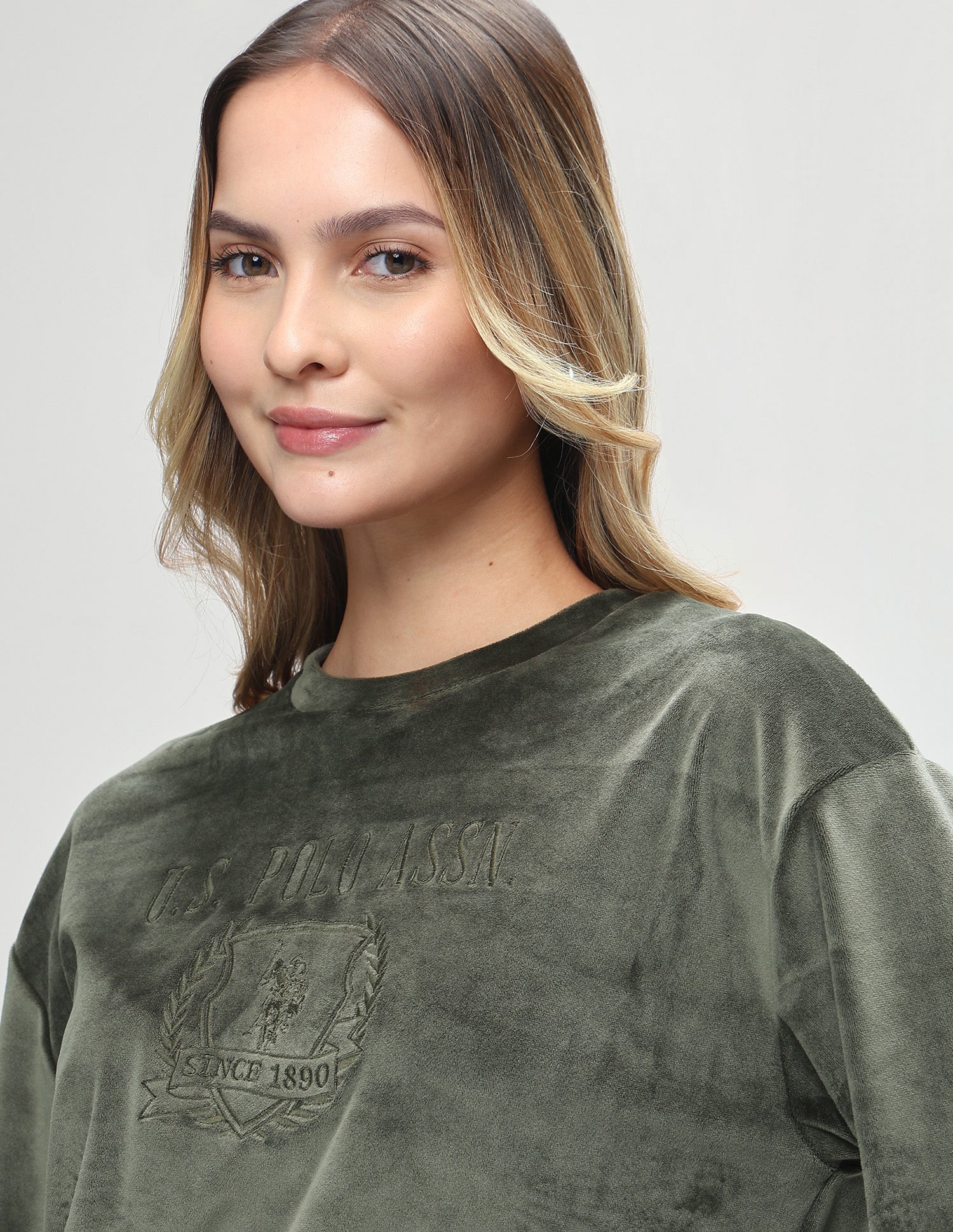 Brand Embroidered Relaxed Fit Sweatshirt Olive - U.S. Polo Assn. India | Large