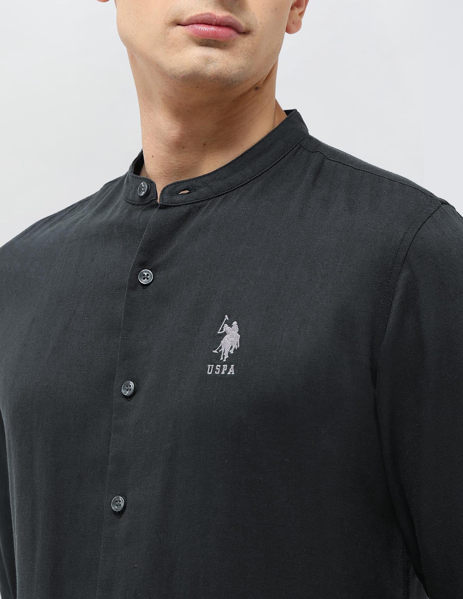 Solid Regular Fit Shirt Dark Grey - U.S. Polo Assn. India | Large