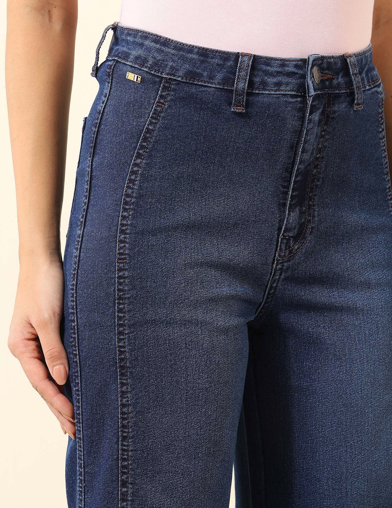 High Rise Wide Leg Jeans Dark Blue - U.S. POLO ASSN. | Large