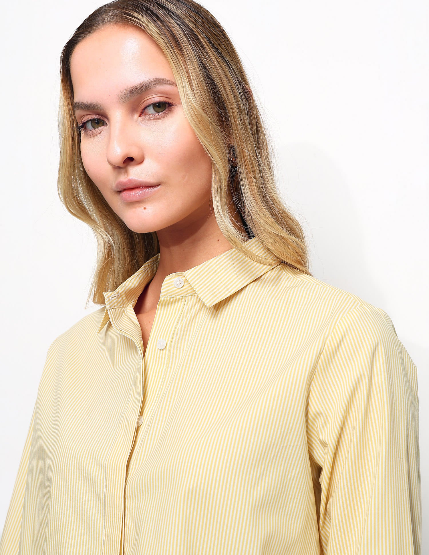 Striped Shirt With Schiffli Border Yellow - U.S. Polo Assn. India | Large
