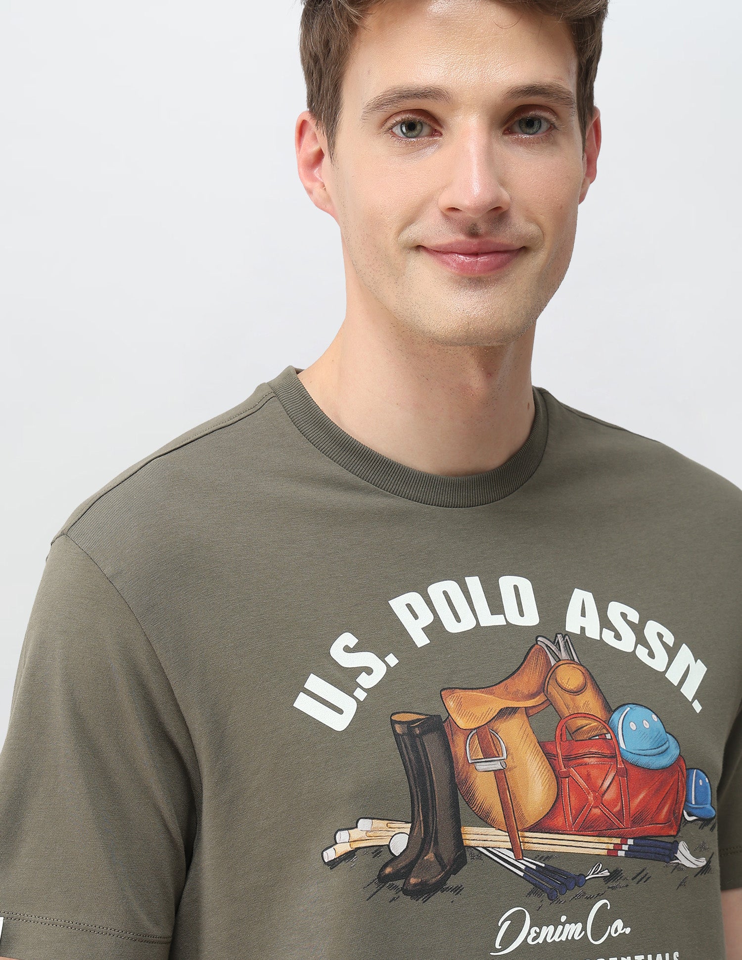 Graphic Brand Printed Slim Fit T-Shirt Olive - U.S. Polo Assn. India | Large