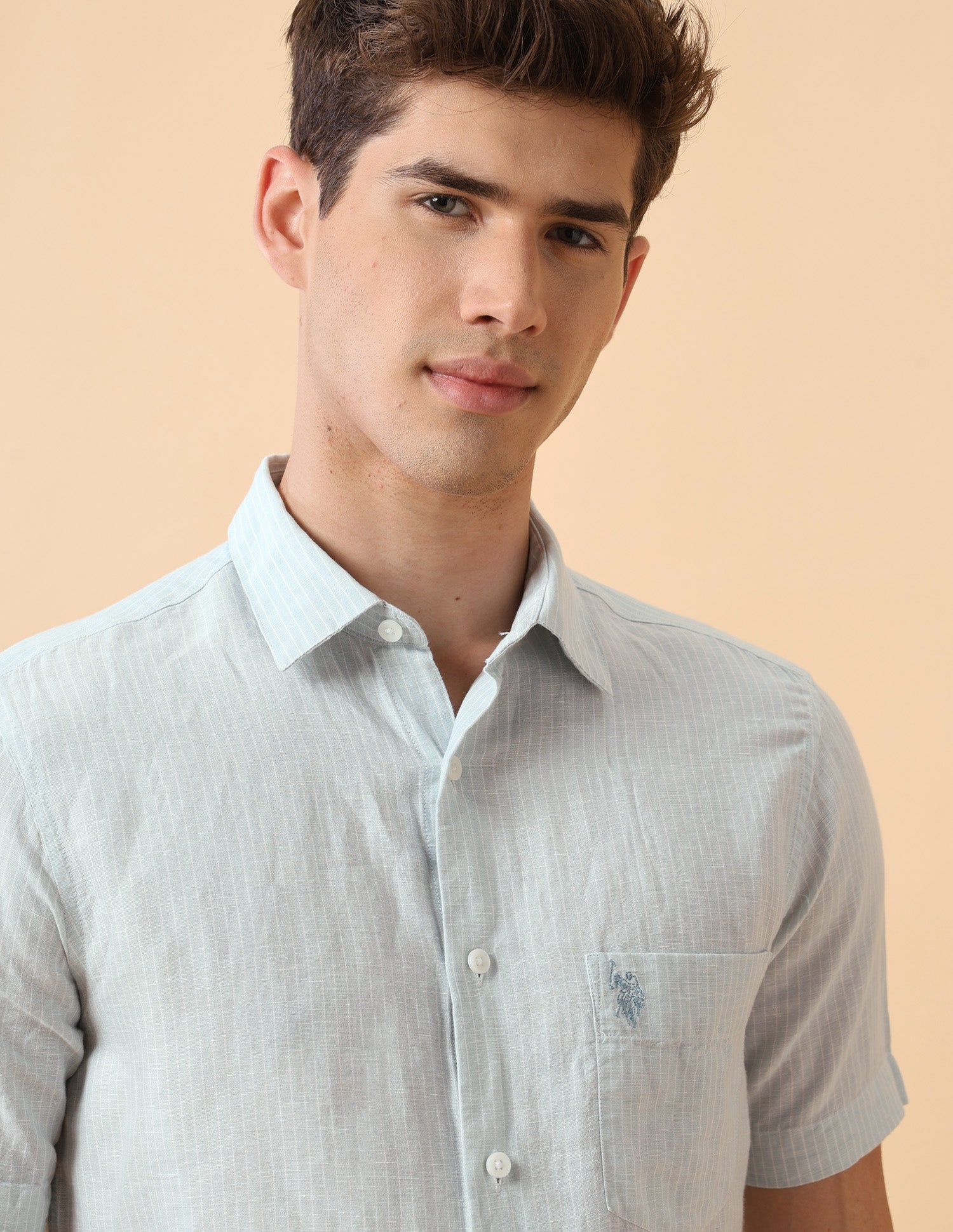 Pacho X Vertical Striped Regular Fit Shirt Light Green - U.S. Polo Assn. India | Large