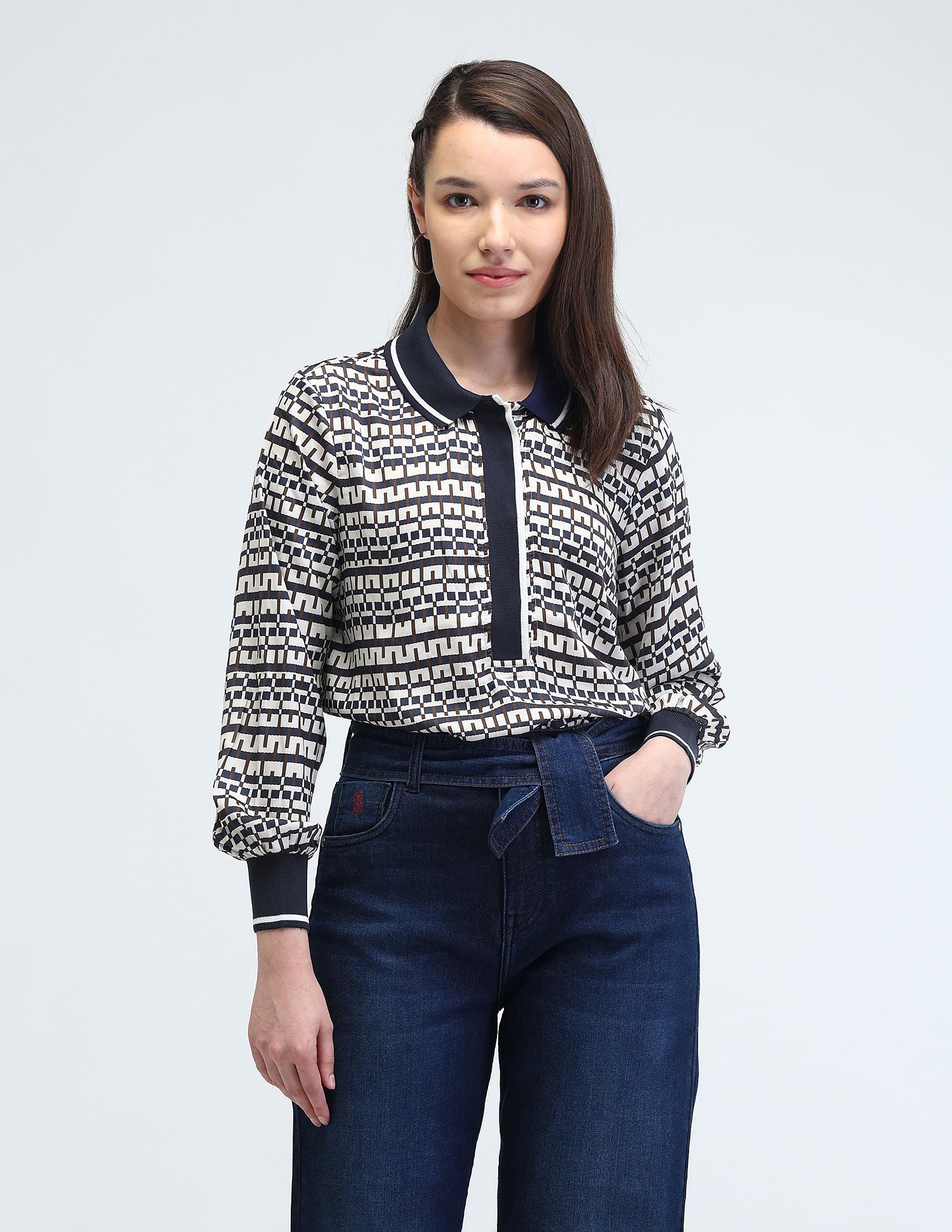 Polo Color Geometric Printed Top Multicolour - U.S. POLO ASSN. | Large