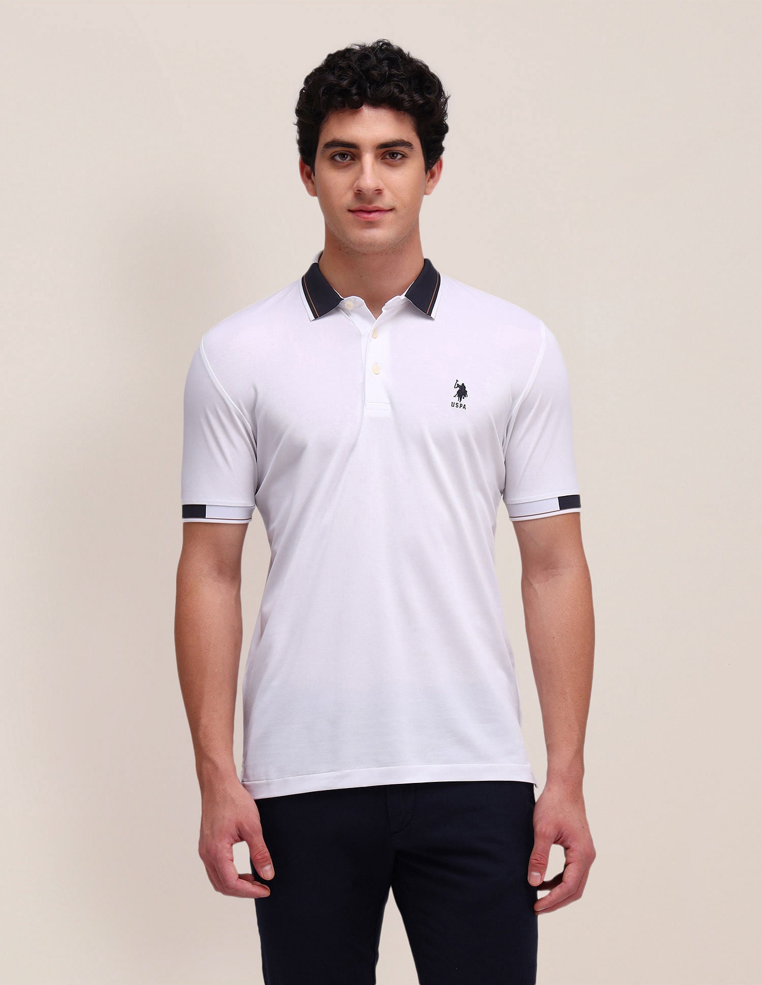 Solid Slim Fit Polo Shirt White - U.S. Polo Assn. India | Large