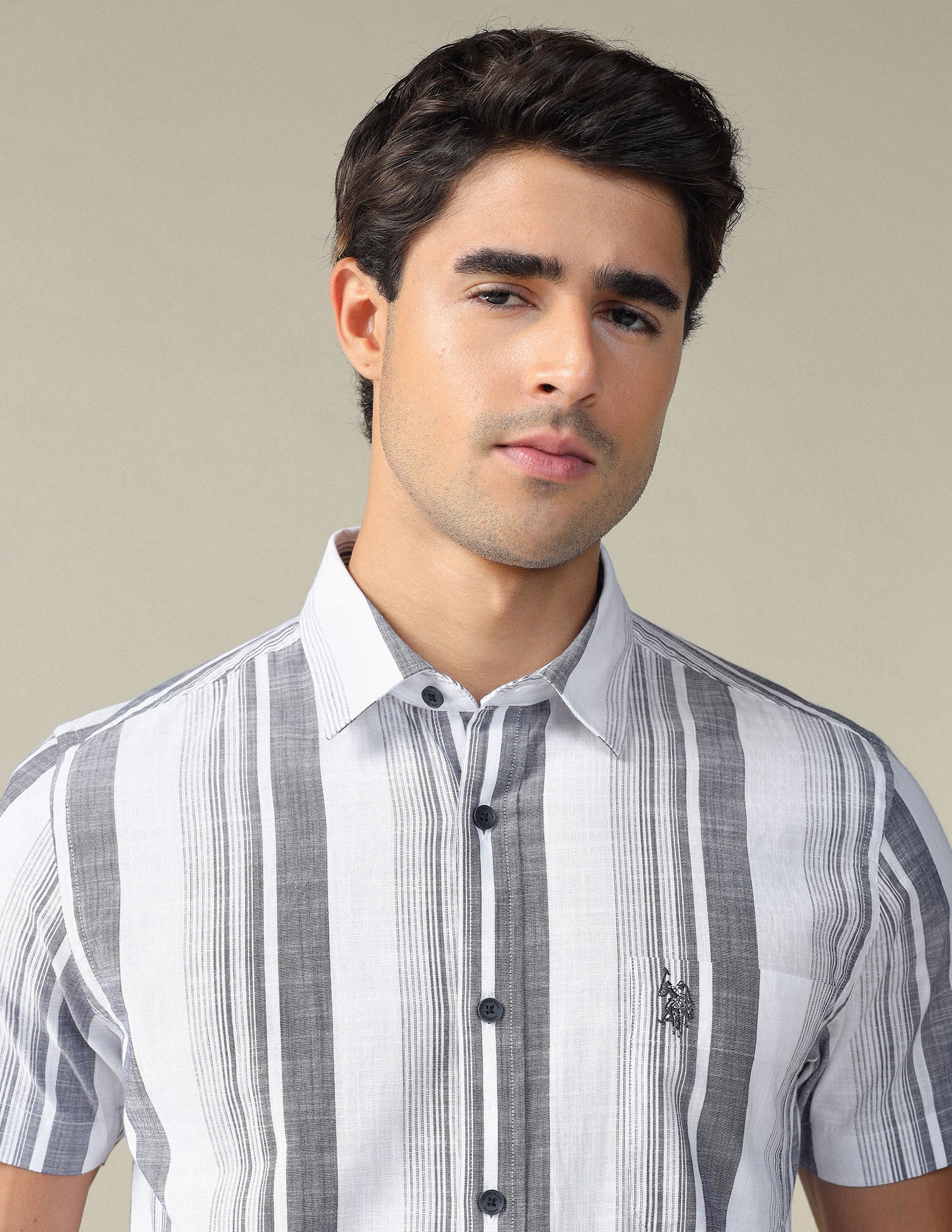 Vertical Striped Pure Cotton Shirt Navy - U.S. POLO ASSN. | Large