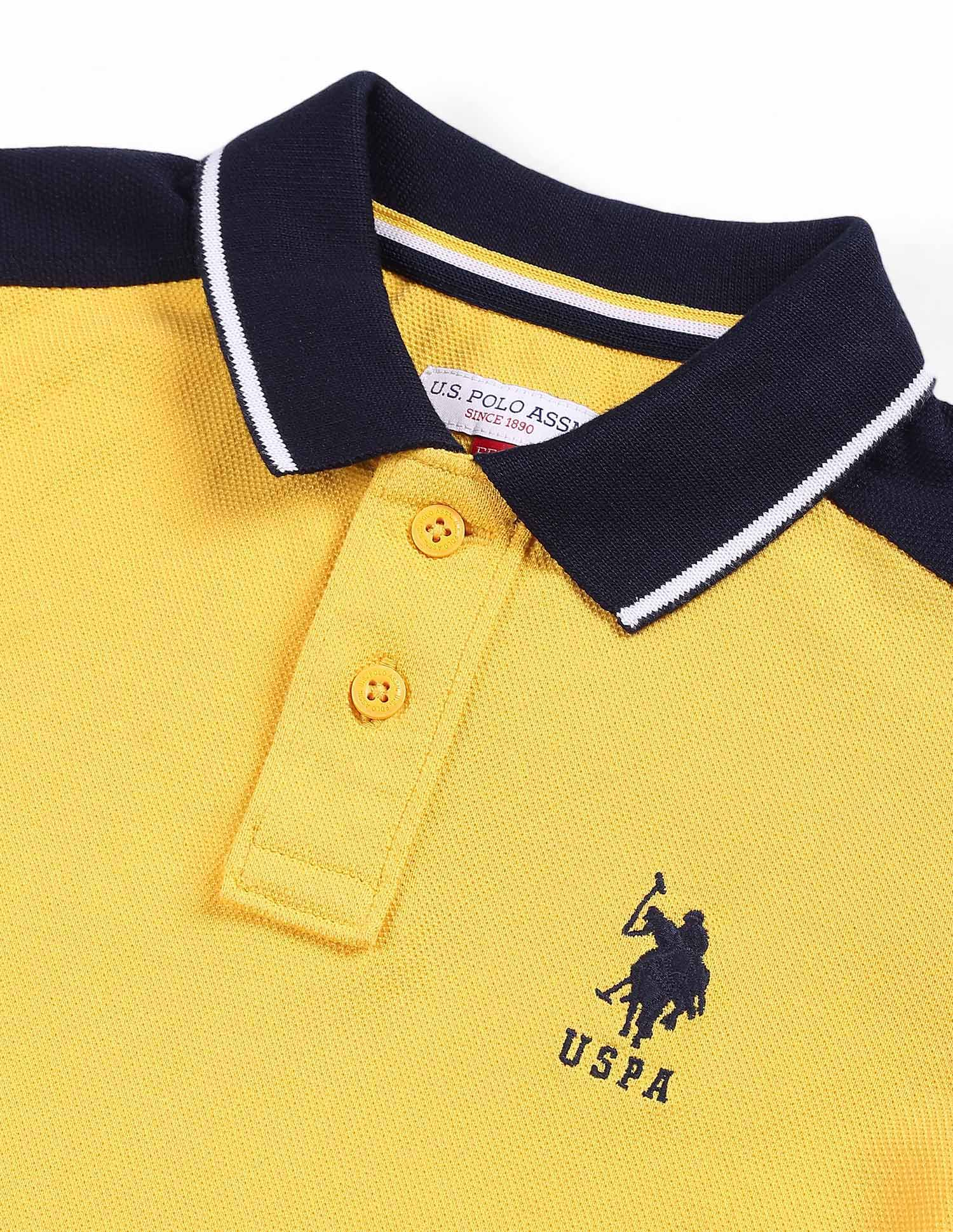 Boys Colour Block Polo Shirt Yellow - U.S. POLO ASSN. | Large