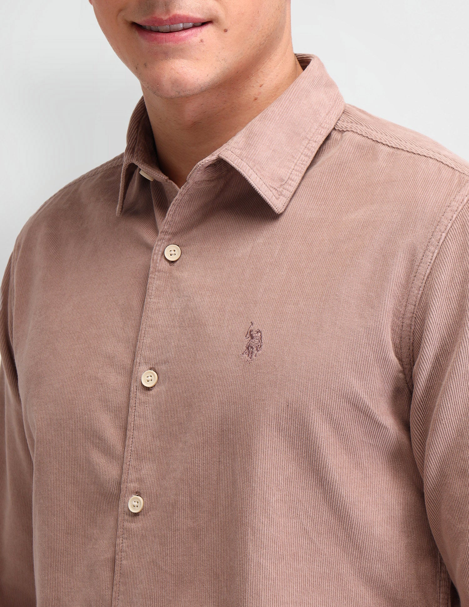 Textured Slim Fit Shirt Pink - U.S. POLO ASSN. | Large