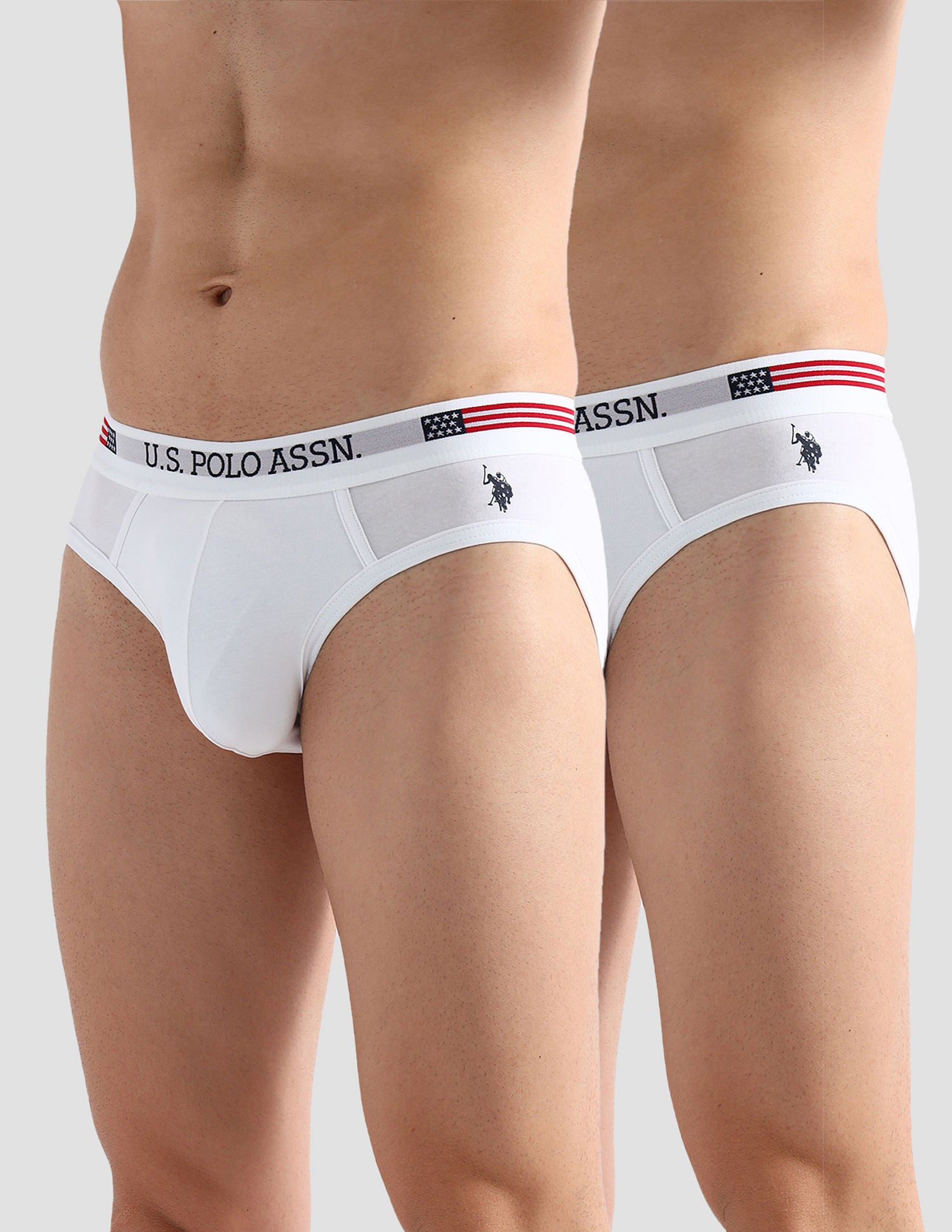 Pack Of 2 Mid-Rise Basic Briefs I650-001-P2 White and White - U.S. POLO ASSN. | Large