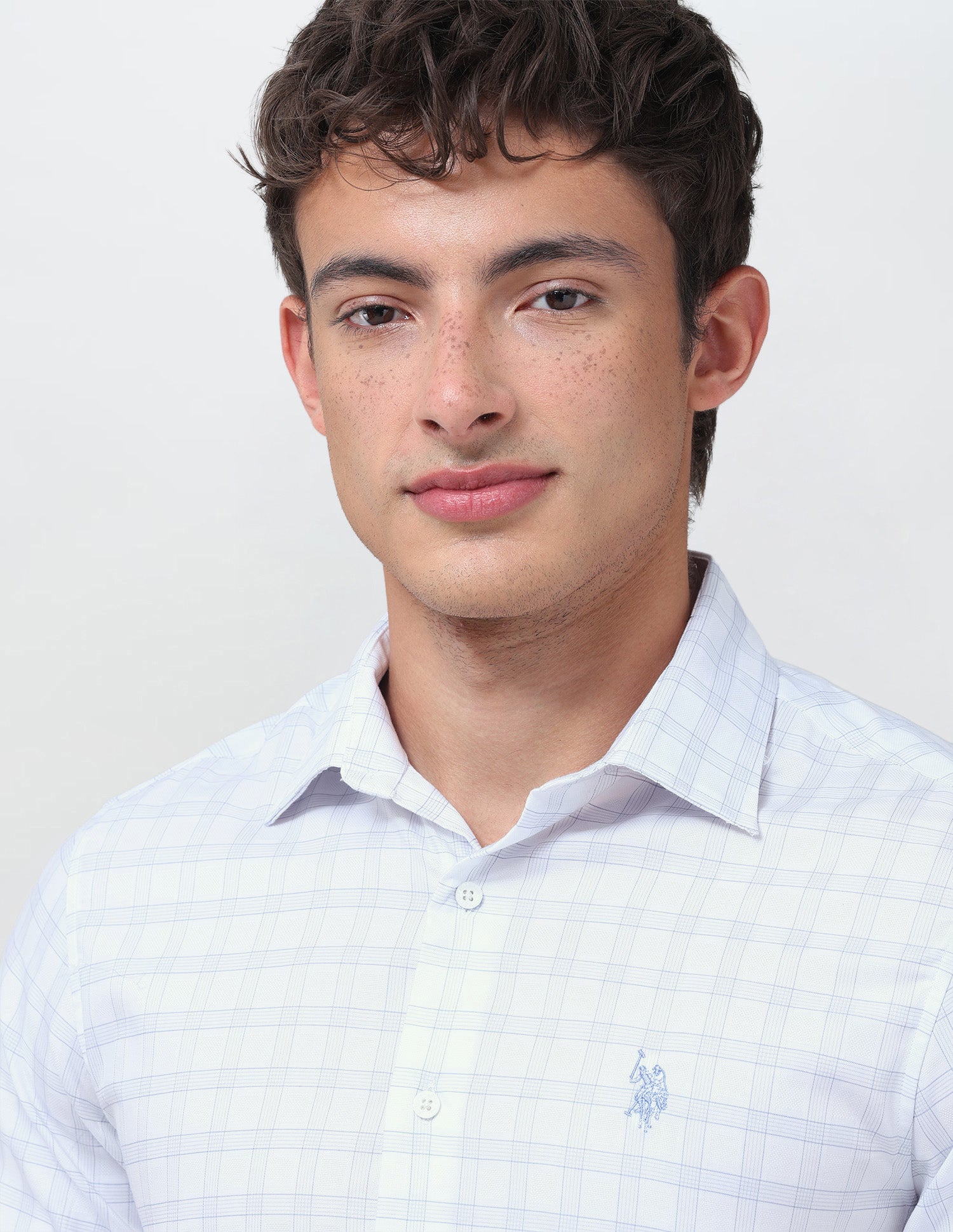 Twill Grid Tattersall Checked Shirt Light Blue - U.S. Polo Assn. India | Large