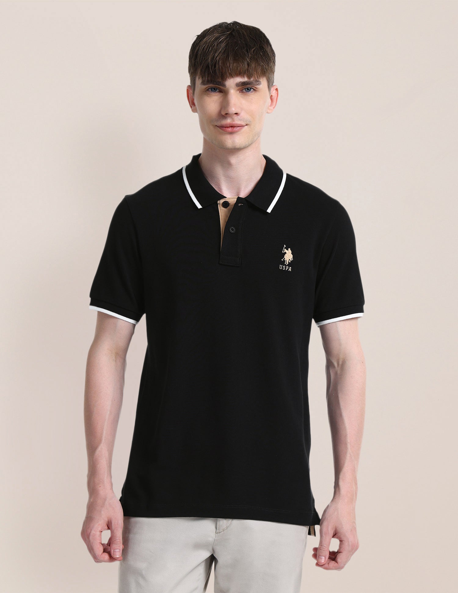 Solid Slim Fit Polo Shirt Black - U.S. Polo Assn. India | Large