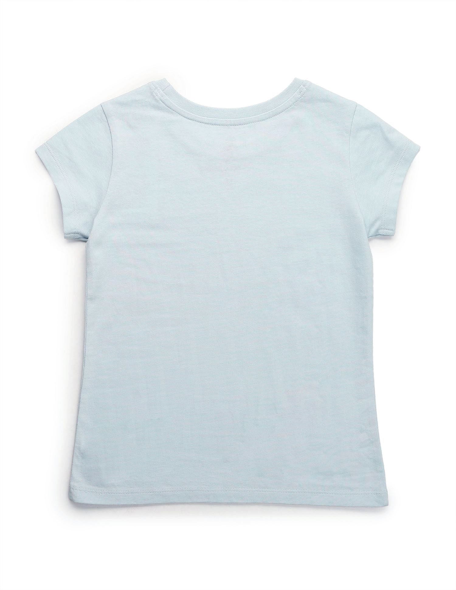 Girls Flock Print Regular Fit T-Shirt Light Blue - U.S. POLO ASSN. | Large