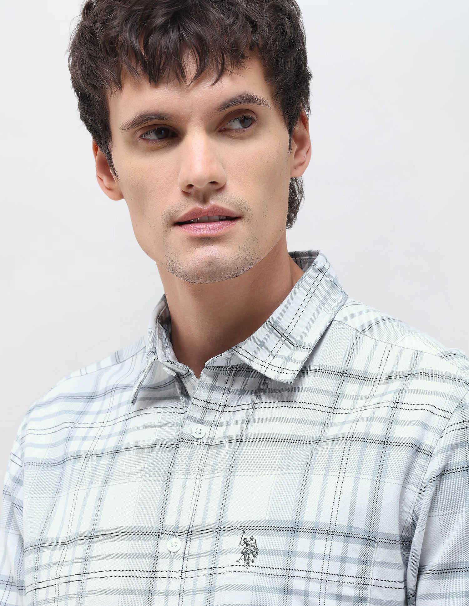 Twill Tartan Checked Shirt Light Green - U.S. Polo Assn. India | Large