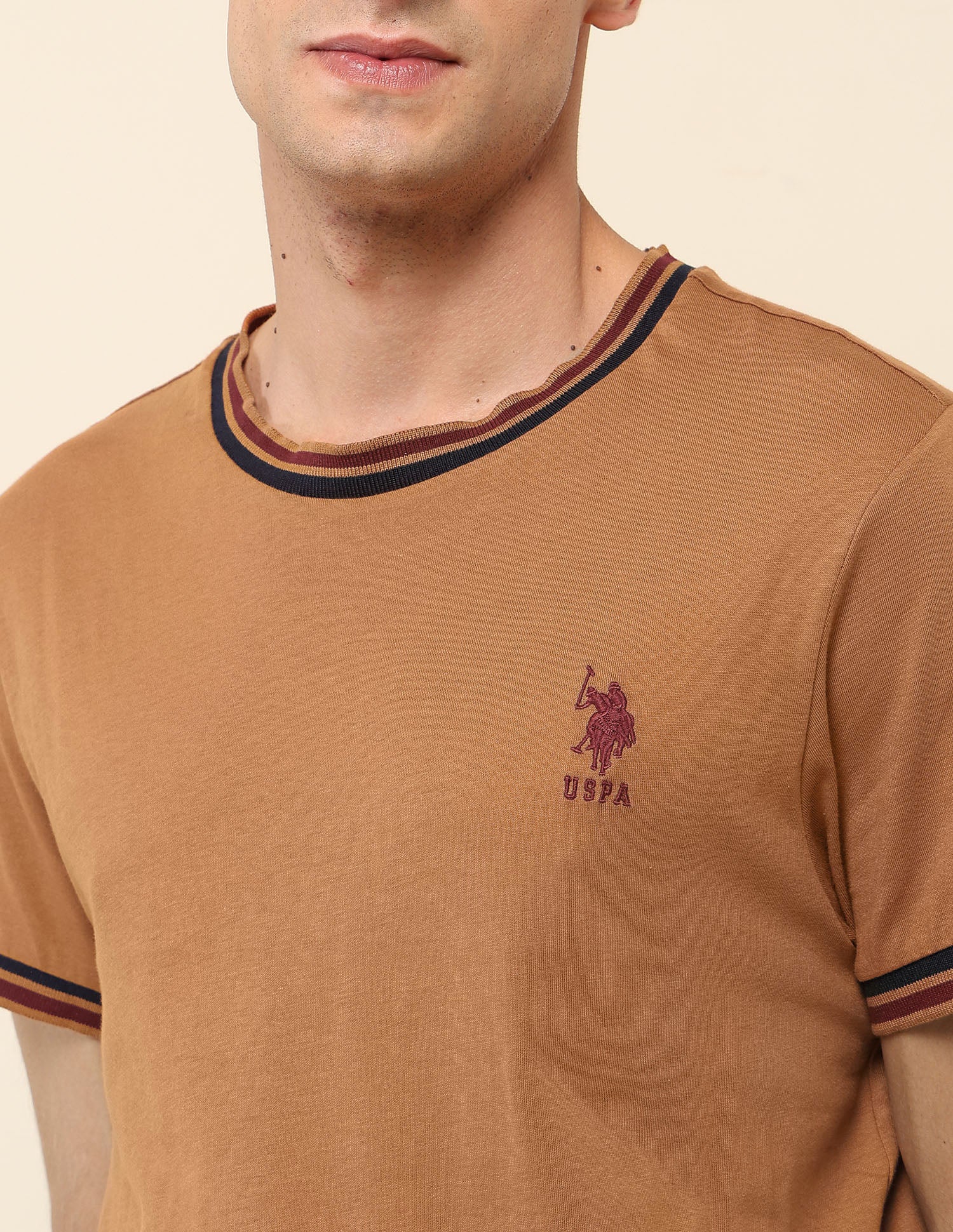 Pure Cotton Slim Fit T- Shirt Brown - U.S. Polo Assn. India | Large