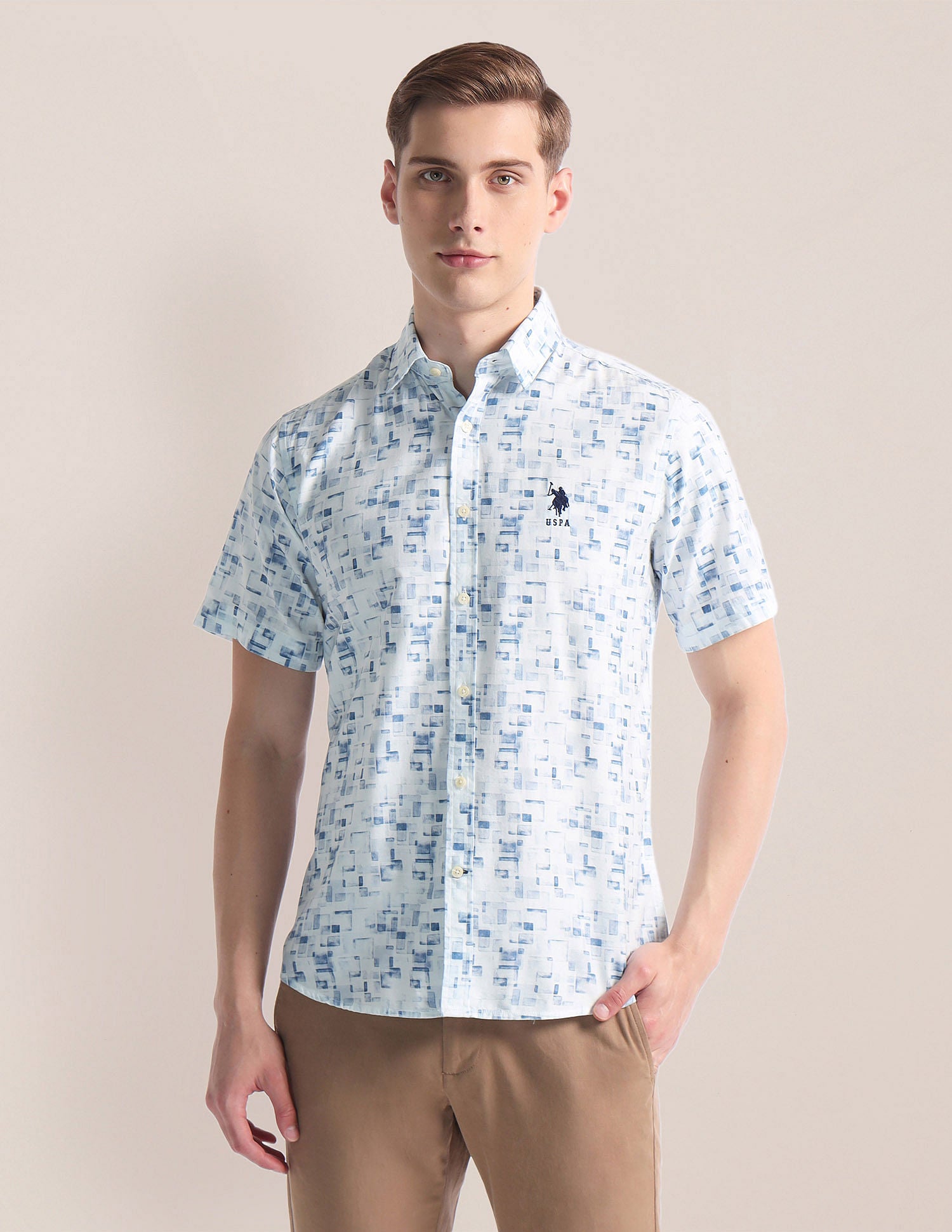 Abstract Print Twill Shirt Blue - U.S. Polo Assn. India | Large