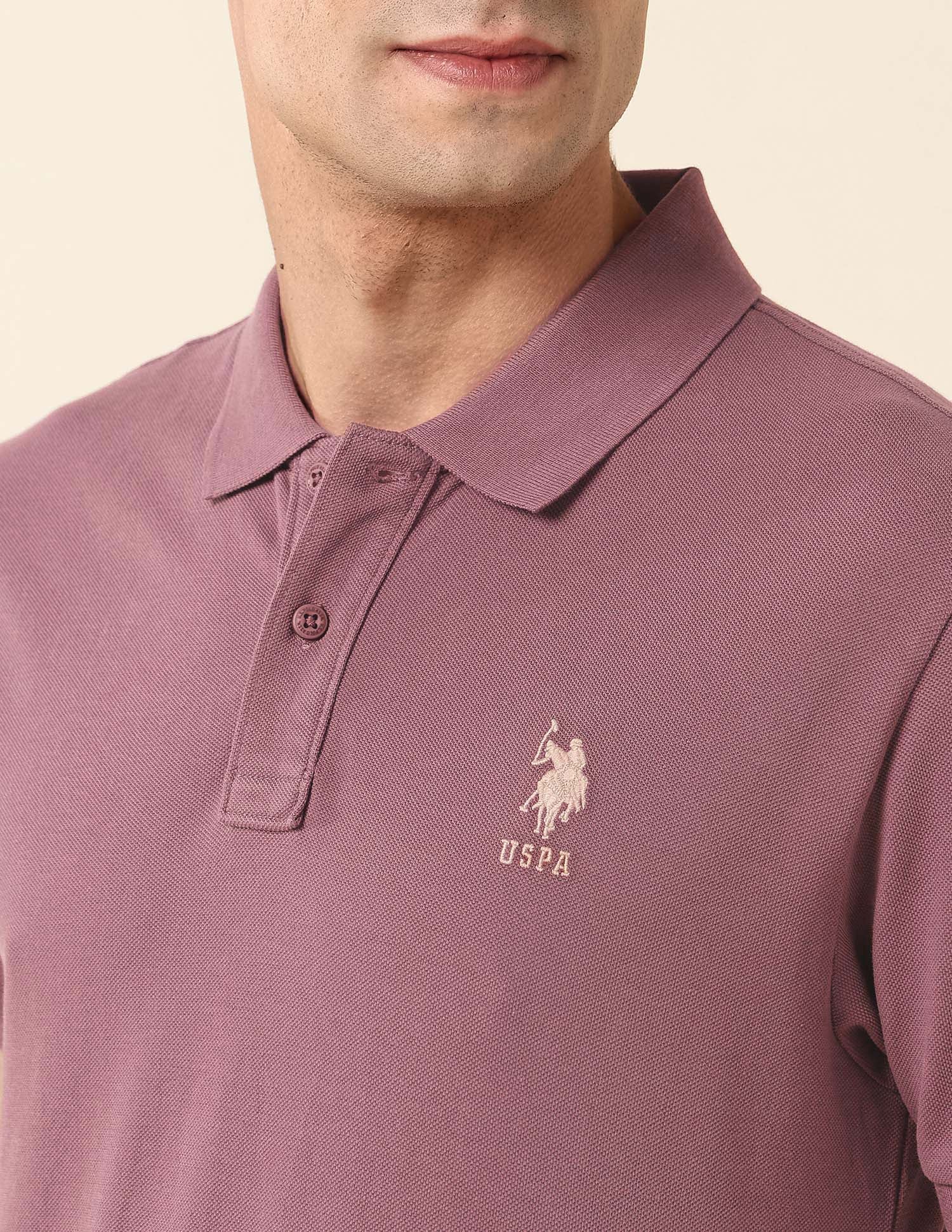 Slim Fit Pure Cotton Polo Shirt Purple - U.S. Polo Assn. India | Large