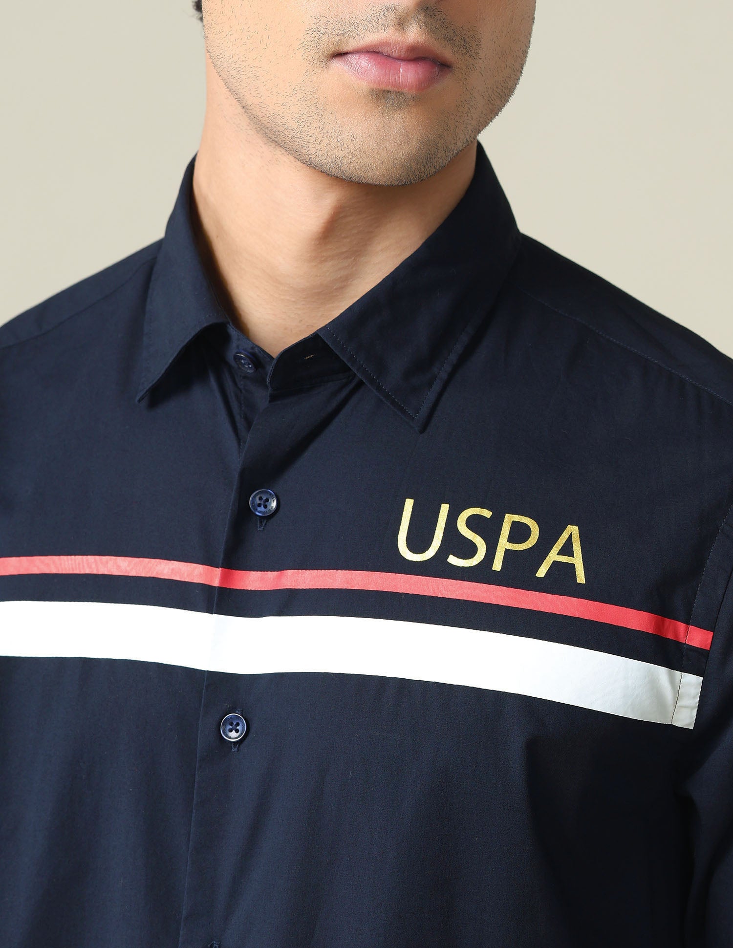 Horizontal Stripe Cotton Shirt Navy - U.S. POLO ASSN. | Large