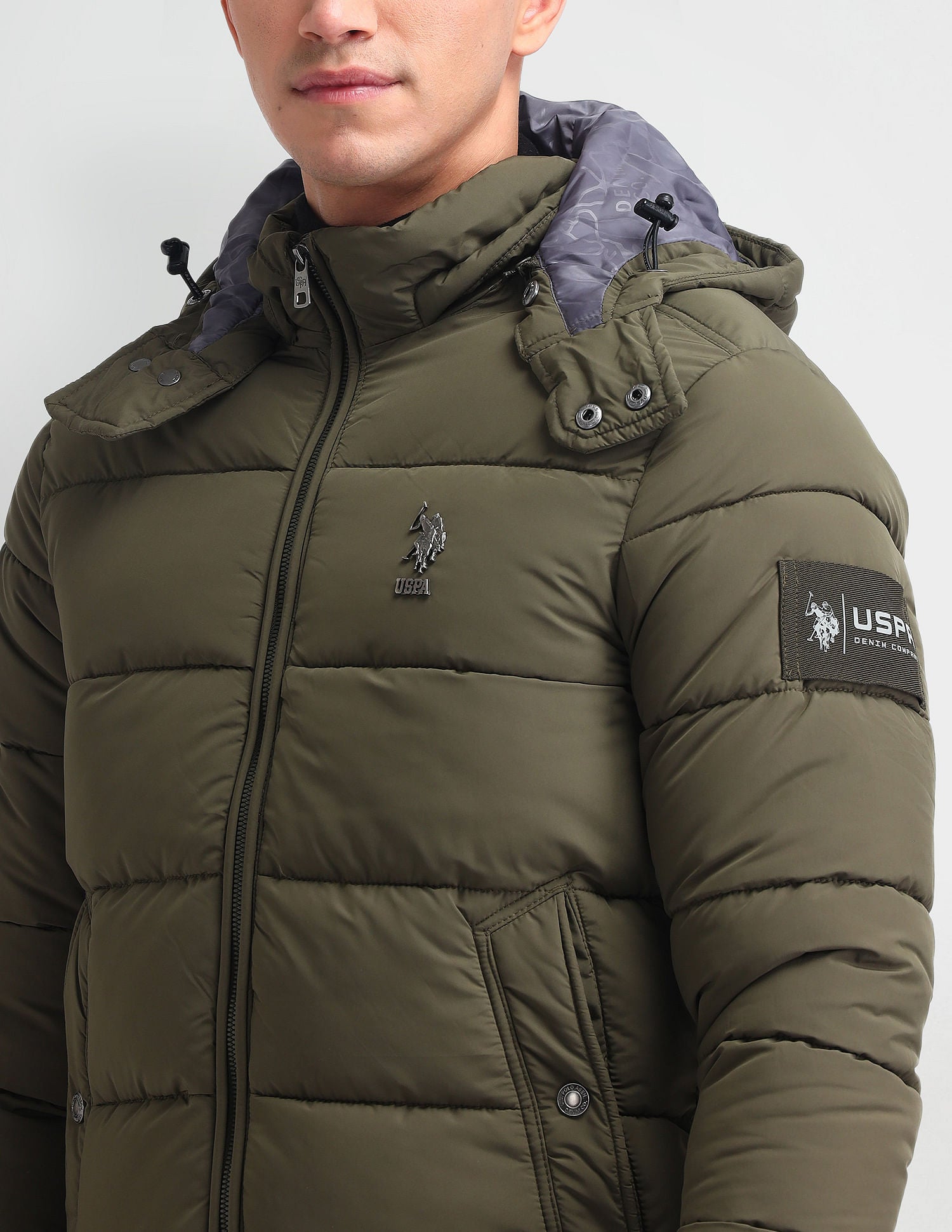 Regular Fit Solid Padded Jacket Olive - U.S. POLO ASSN. | Large