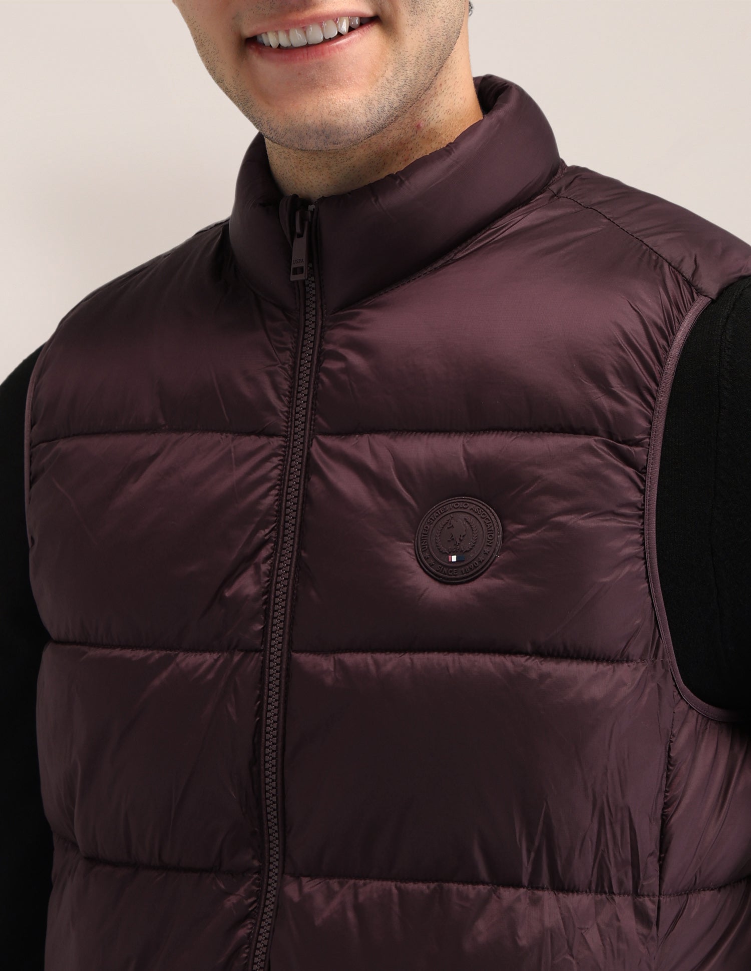 Solid Regular Fit Jacket Maroon - U.S. Polo Assn. India | Large
