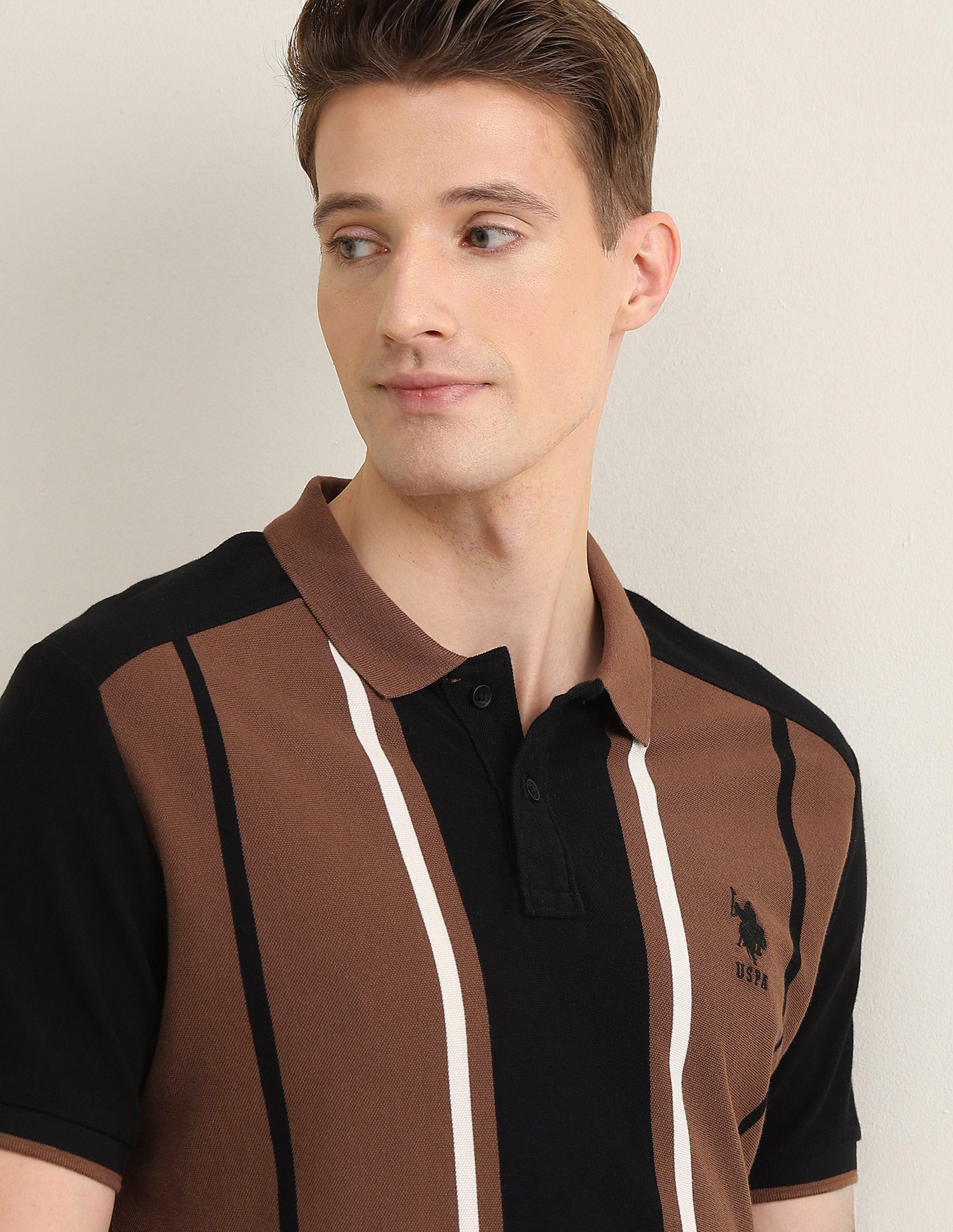 Vertical Striped Colorblocked Sotogrande Polo Shirt Brown - U.S. Polo Assn. India | Large