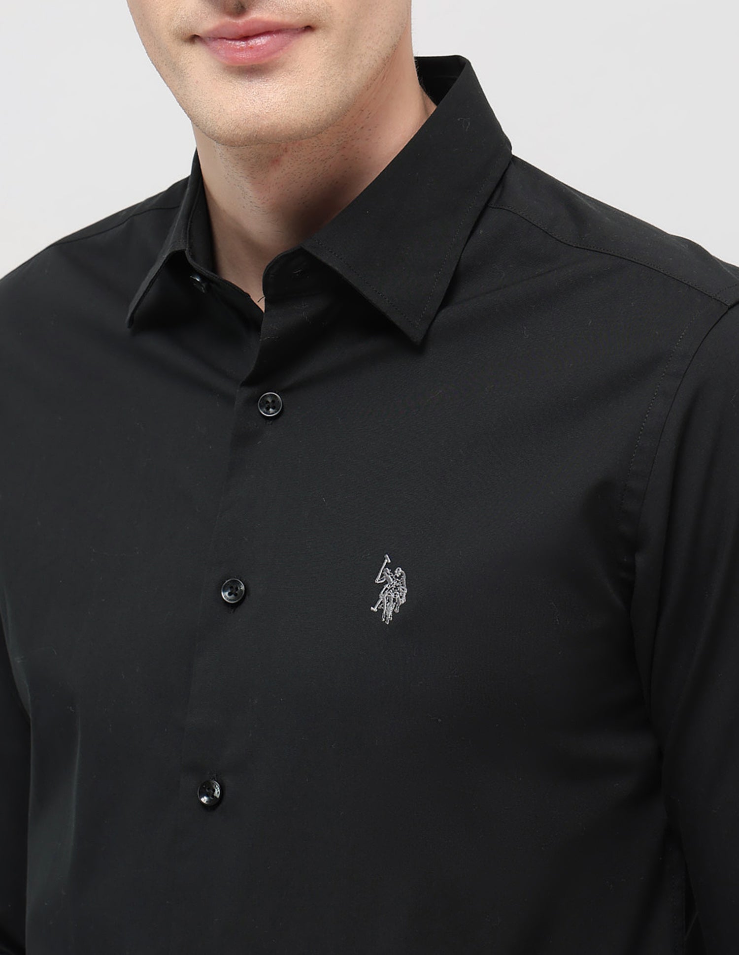 Solid Regular Fit Shirt Black - U.S. Polo Assn. India | Large