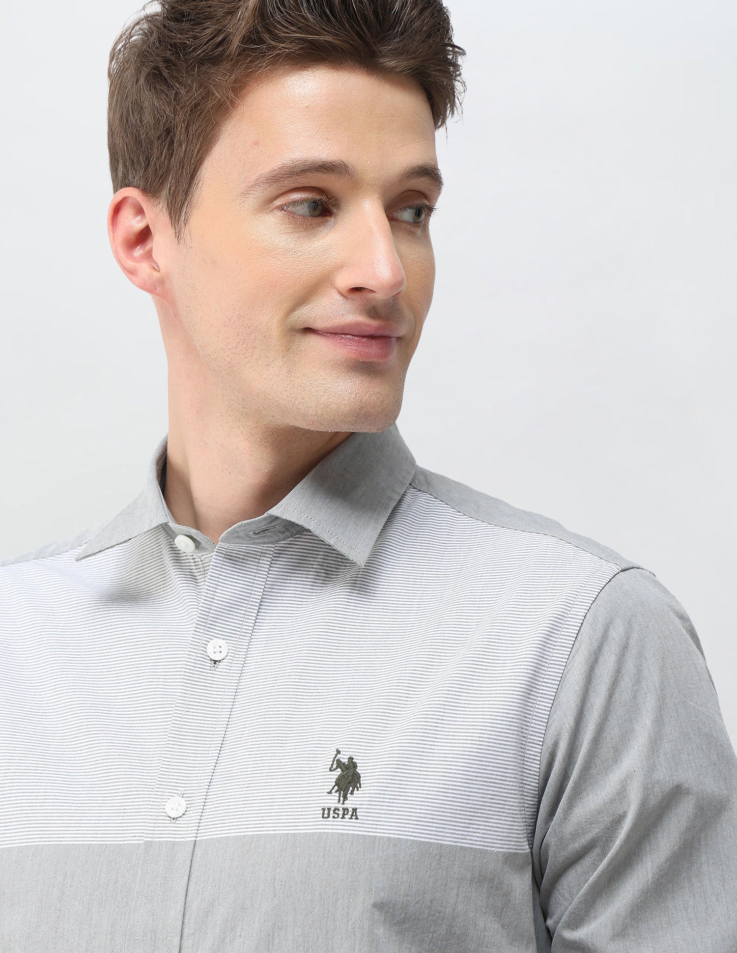 Solid Regular Fit Shirt Light Olive - U.S. Polo Assn. India | Large