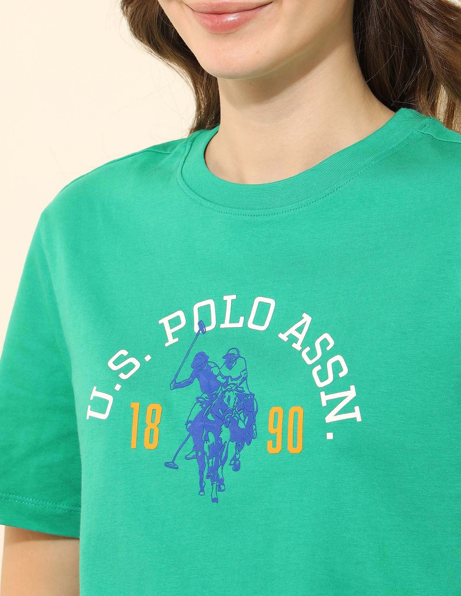 Boxy Fit Brand Printed T-Shirt Green - U.S. Polo Assn. India | Large