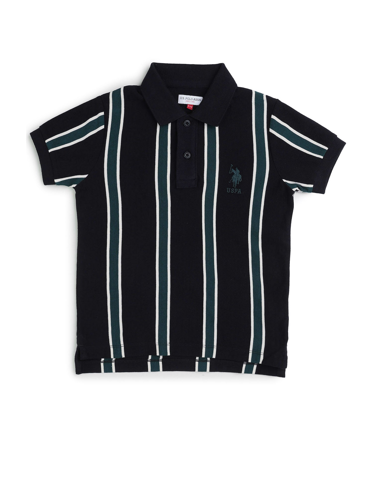 Boys Vertical Striped Regular Fit Polo Shirt Navy - U.S. POLO ASSN. | Large
