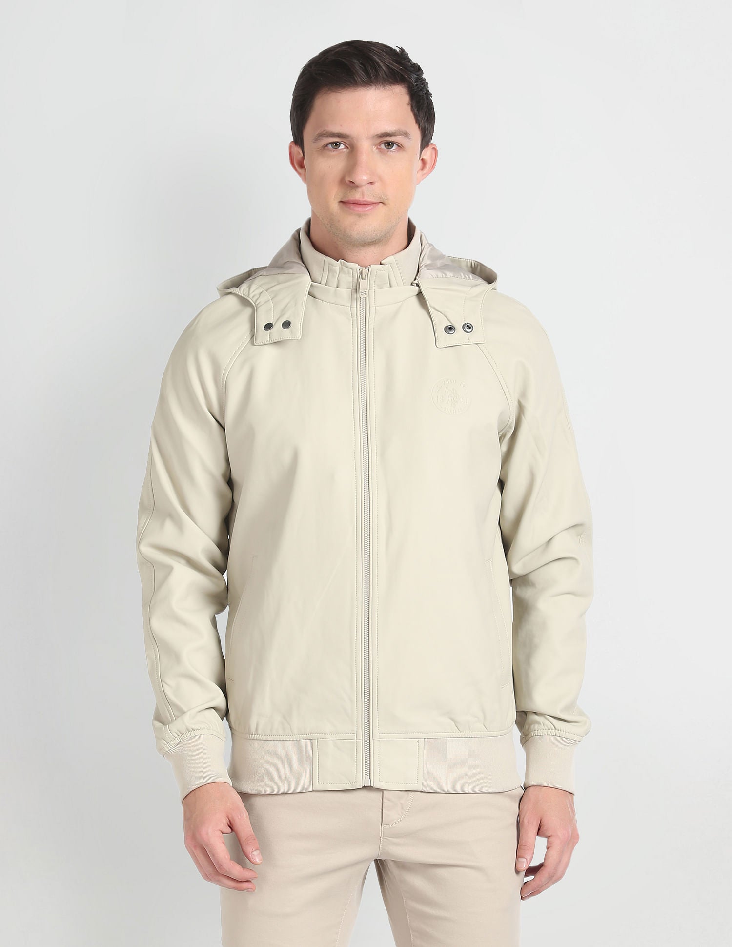 Solid Bomber Jacket Beige - U.S. POLO ASSN. | Large