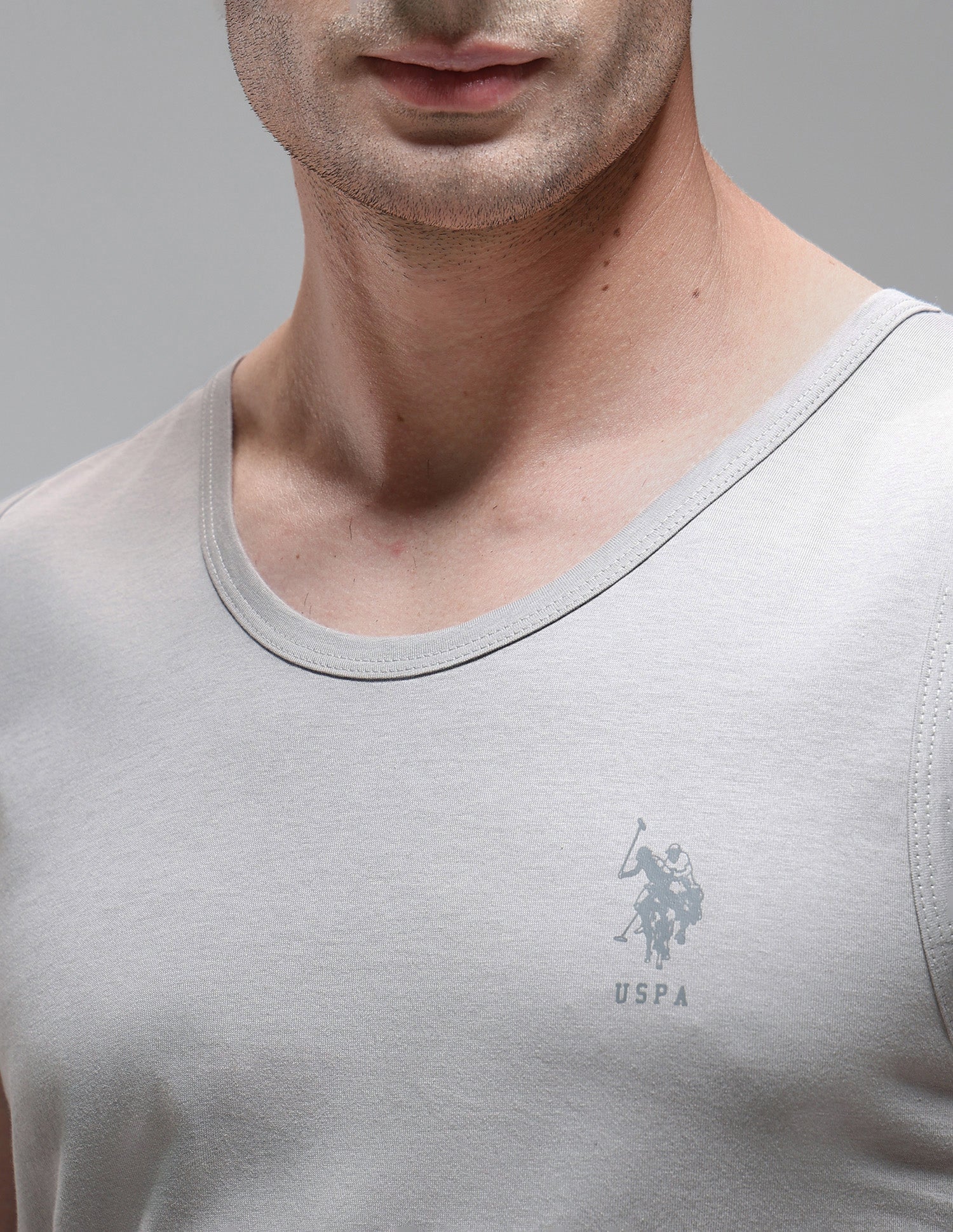 Pure Cotton Printed OEV10 Vest Flint Grey - U.S. Polo Assn. India | Large