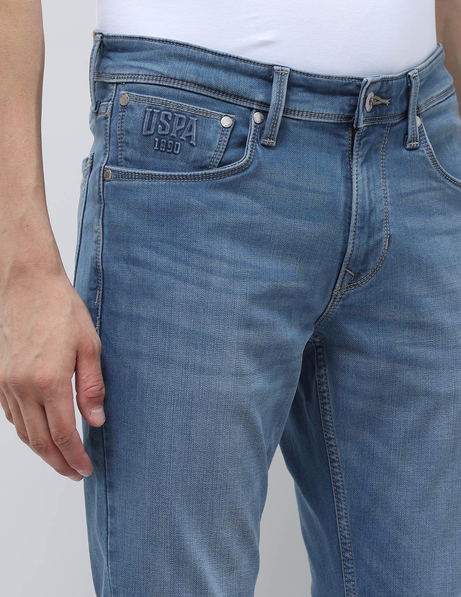 Brandon Slim-Tapered Fit Blue Jeans Light Blue - U.S. POLO ASSN. | Large