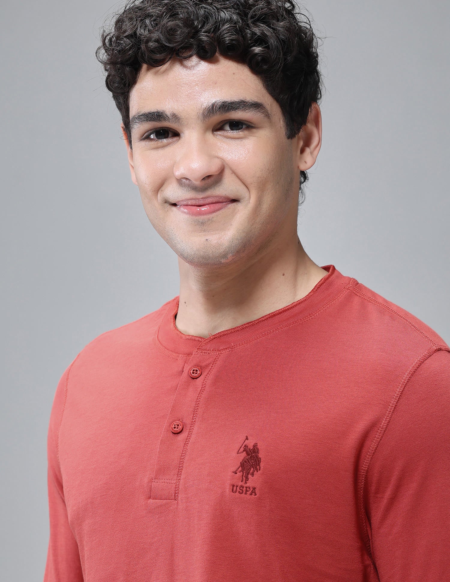Henley Neck Solid I694 Lounge T-Shirt - Pack Of 1 Cinnabar - U.S. Polo Assn. India | Large