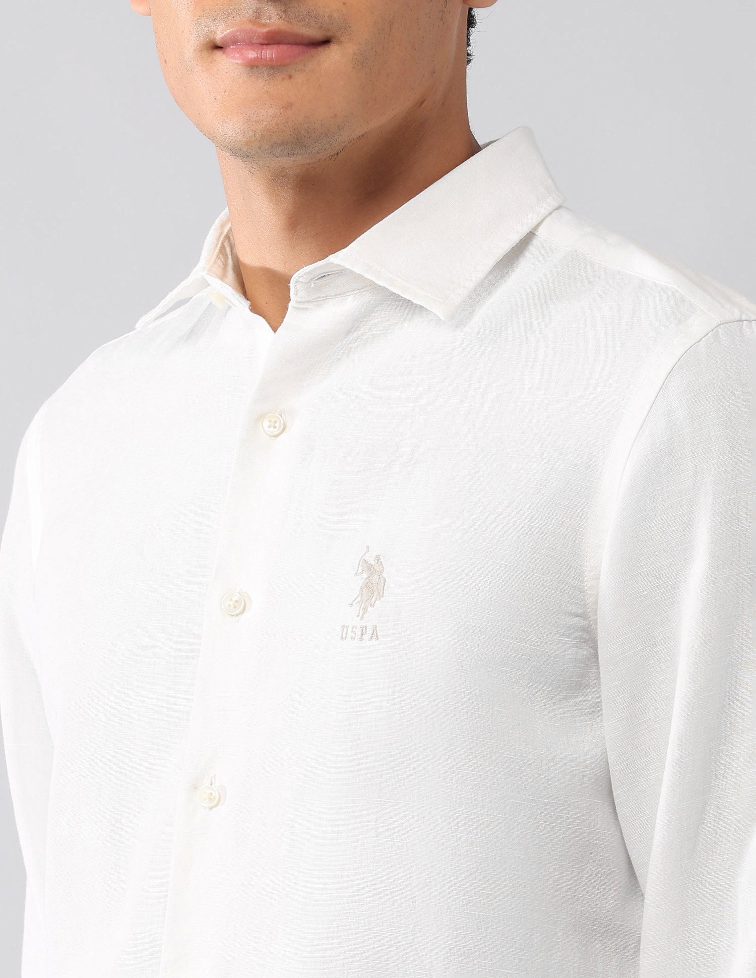 Solid Poplin Regular Fit Shirt White - U.S. Polo Assn. India | Large
