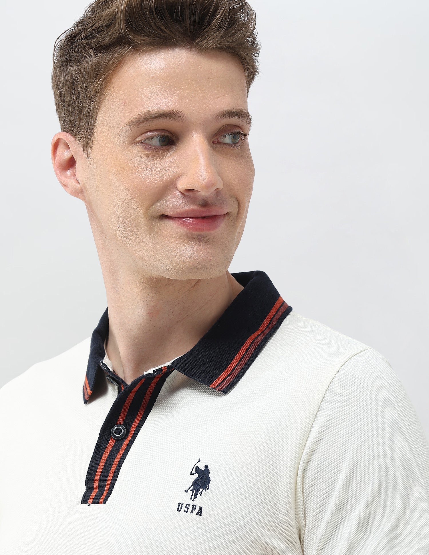 Solid Slim Fit Polo Shirt Off White - U.S. Polo Assn. India | Large