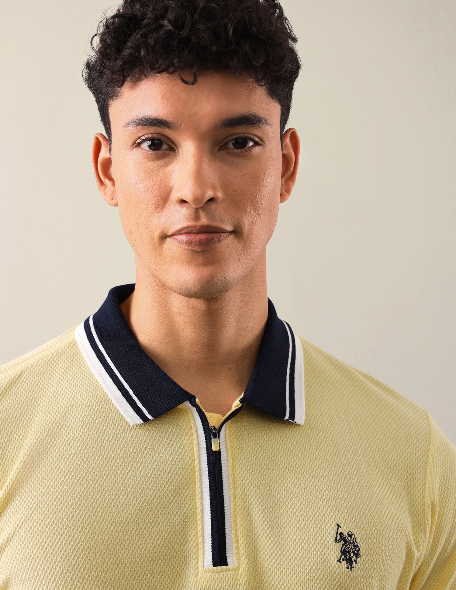 Textured Slim Fit Polo Shirt Yellow - U.S. Polo Assn. India | Large