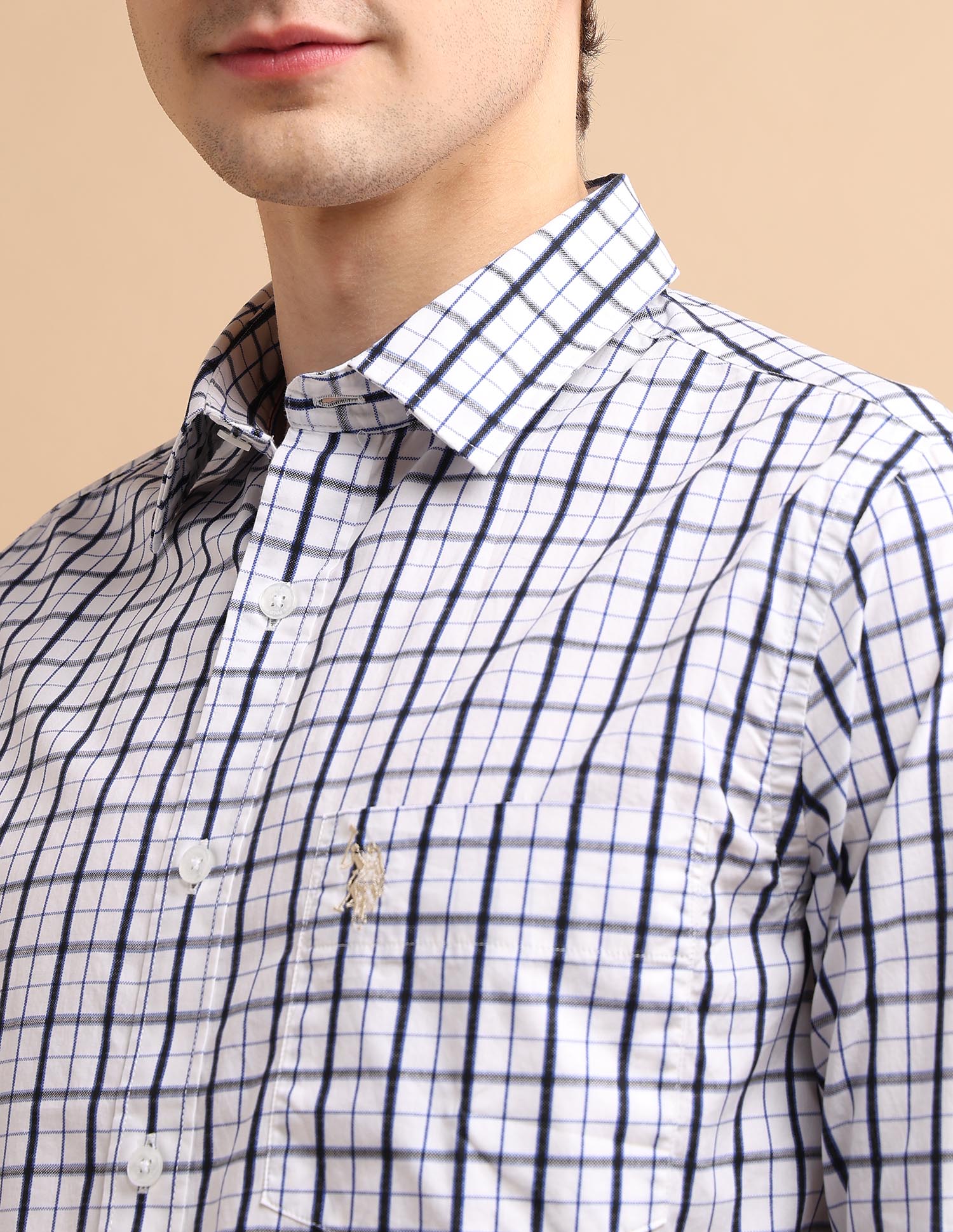 Grid Oxford Shirt White - U.S. POLO ASSN. | Large