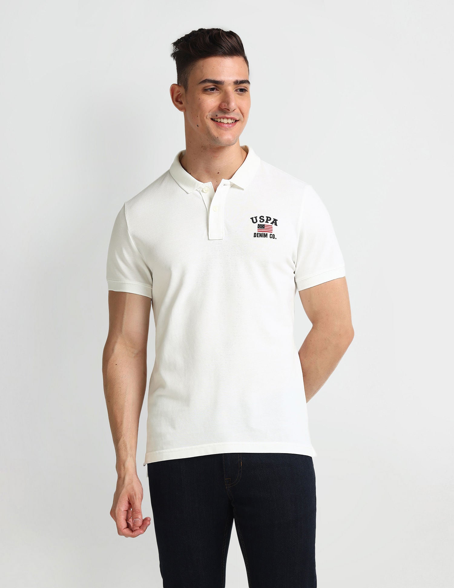 Solid Muscle Fit Polo Shirt Ivory - U.S. Polo Assn. India | Large