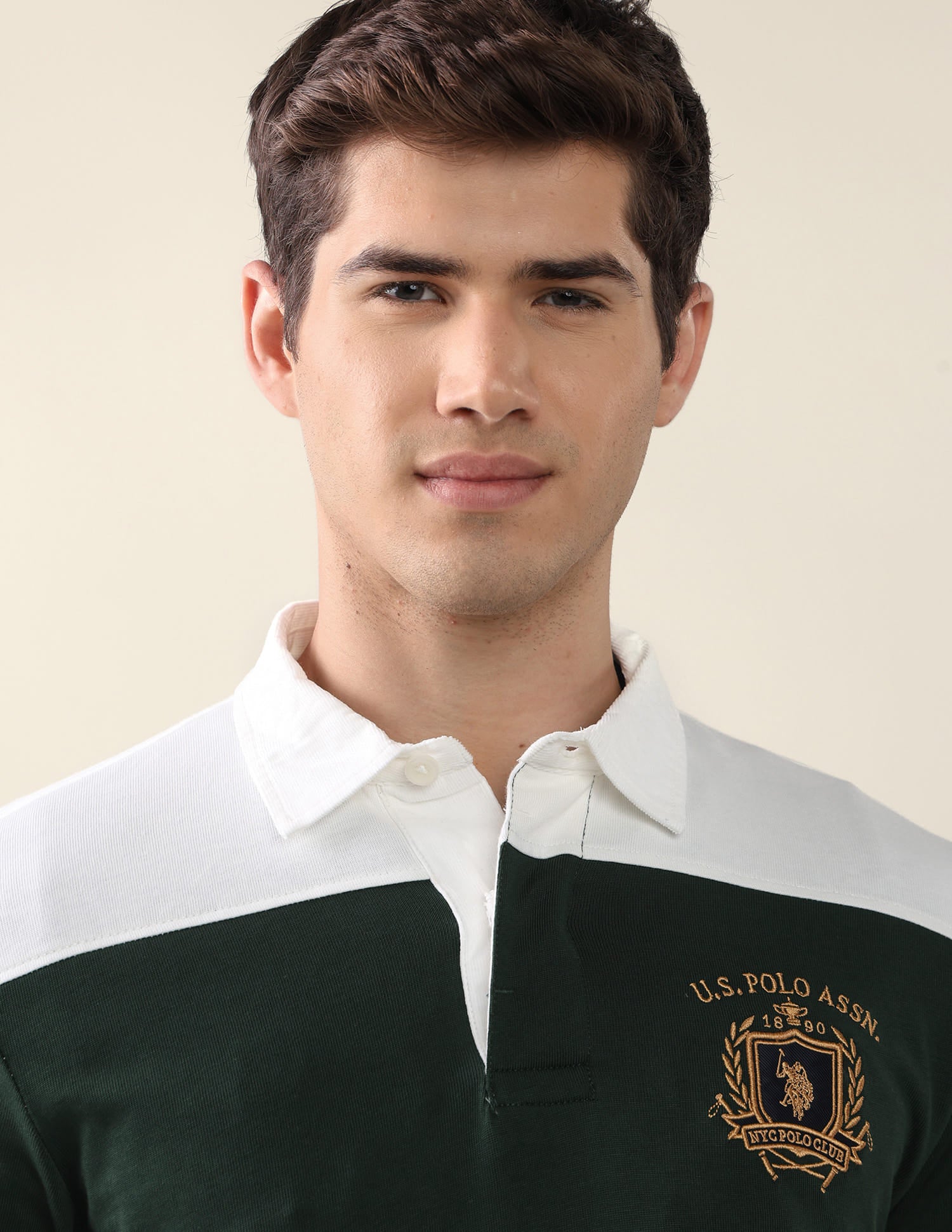 Colourblocked Slim Fit Polo Shirt Green - U.S. Polo Assn. India | Large