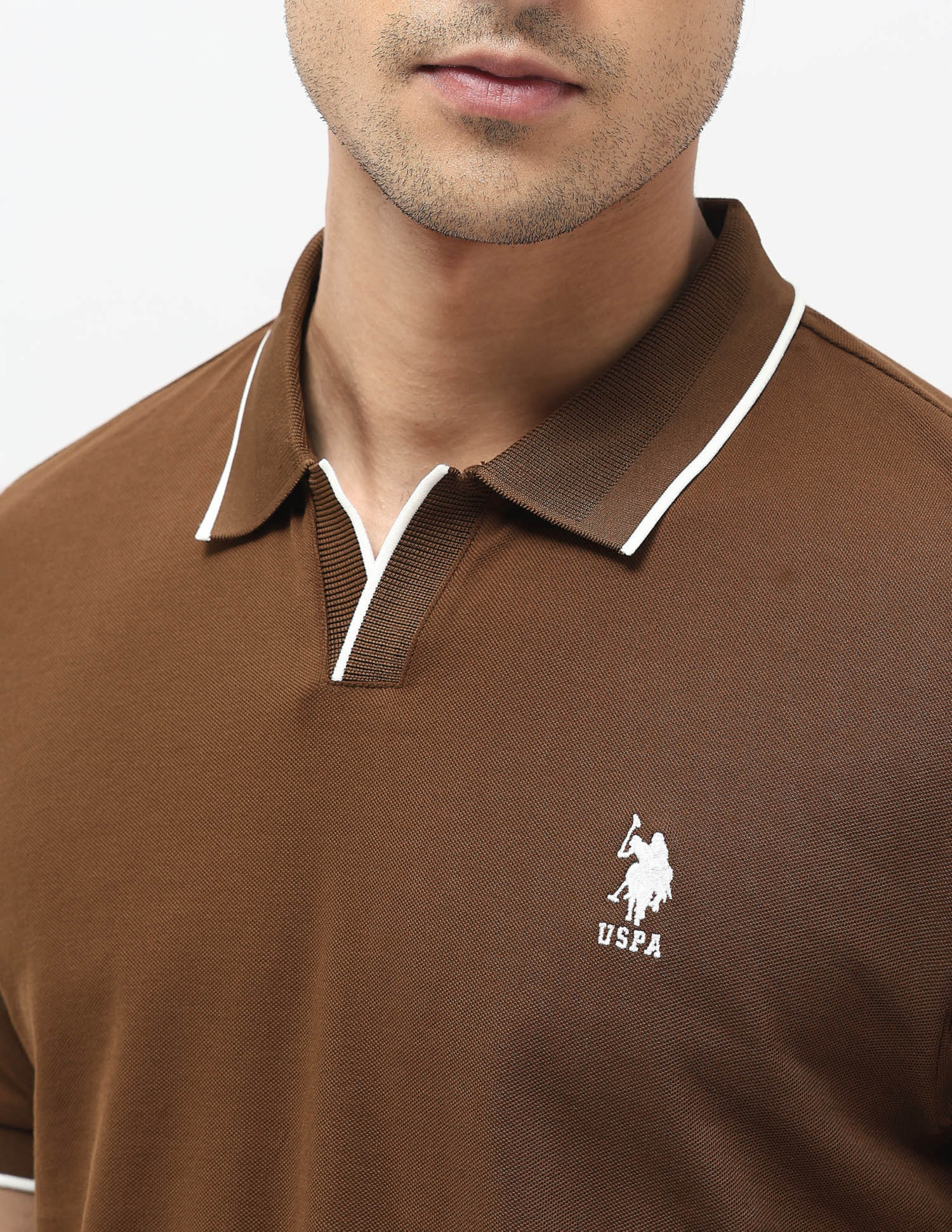Solid Regular Fit Polo Shirt Brown - U.S. POLO ASSN. | Large