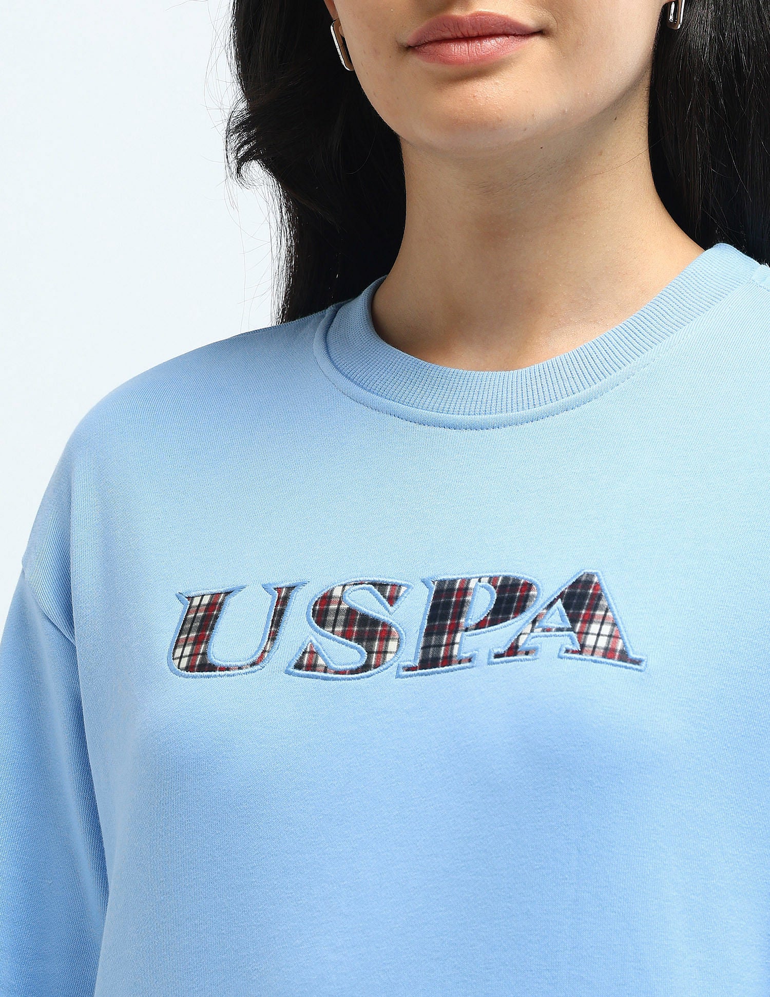 Drop Shoulder Applique Print Sweatshirt Light Blue - U.S. POLO ASSN. | Large