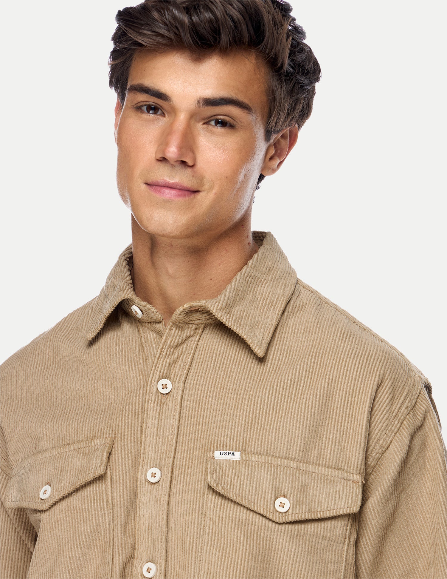 Corduroy Regular Fit Shirt Beige - U.S. Polo Assn. India | Large